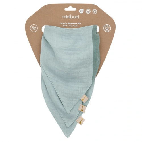 Miniboni 3'lü Müslin Fular - Mint