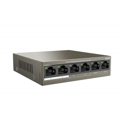 Tenda TEF1106P 6 Port 4 Port Poe+ 10/100 + 2 Port Uplink Çelik Kasa Rack Mount Switch