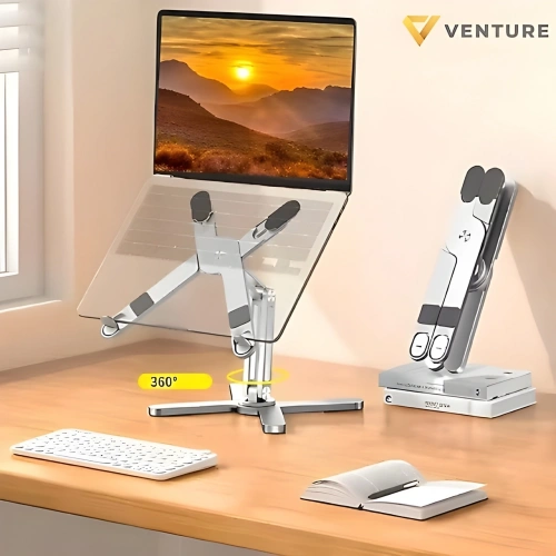 Venture VNT-8001 360° Her Yöne Ayarlanabilir 15.6" Alüminyum Portatif Notebook Stantı