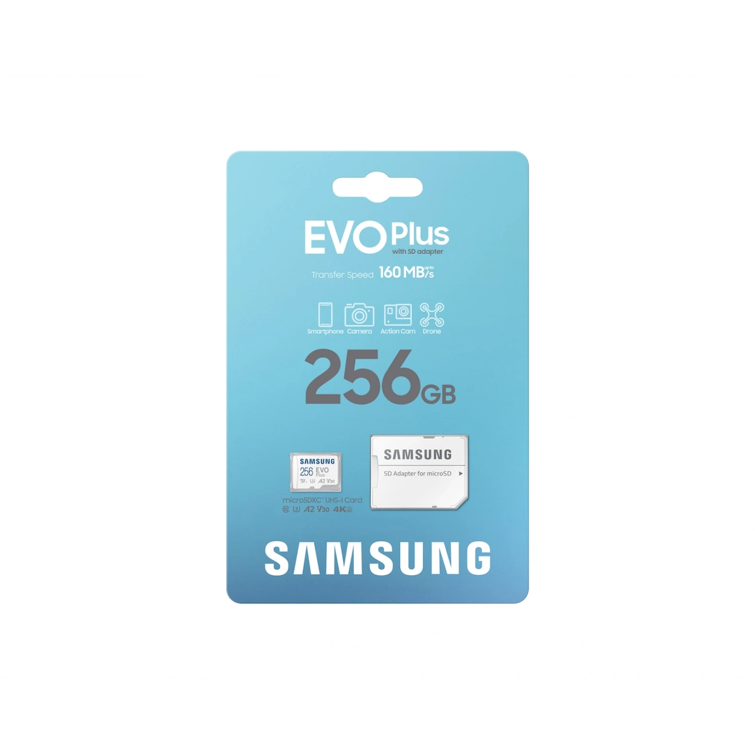 256GB SAMSUNG EVO PLUS MICROSDXC UHS-I U3 V30 A2 160MB/s MB-MC256SA/TR