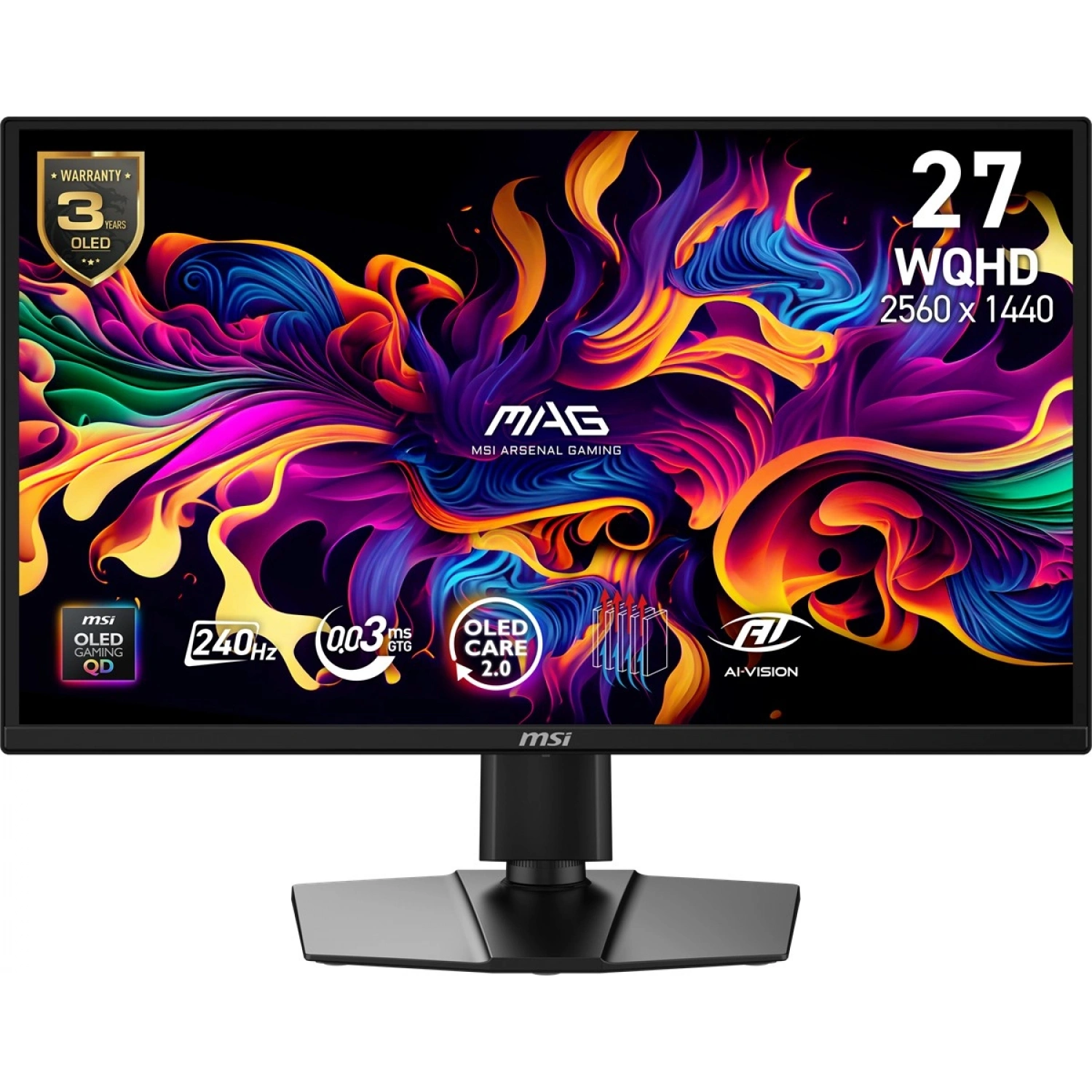 26.5 MSI MAG 272QP QD-OLED X24 WQHD  0.03MS 240HZ FREESYNC PREMIUM PIVOT GAMING