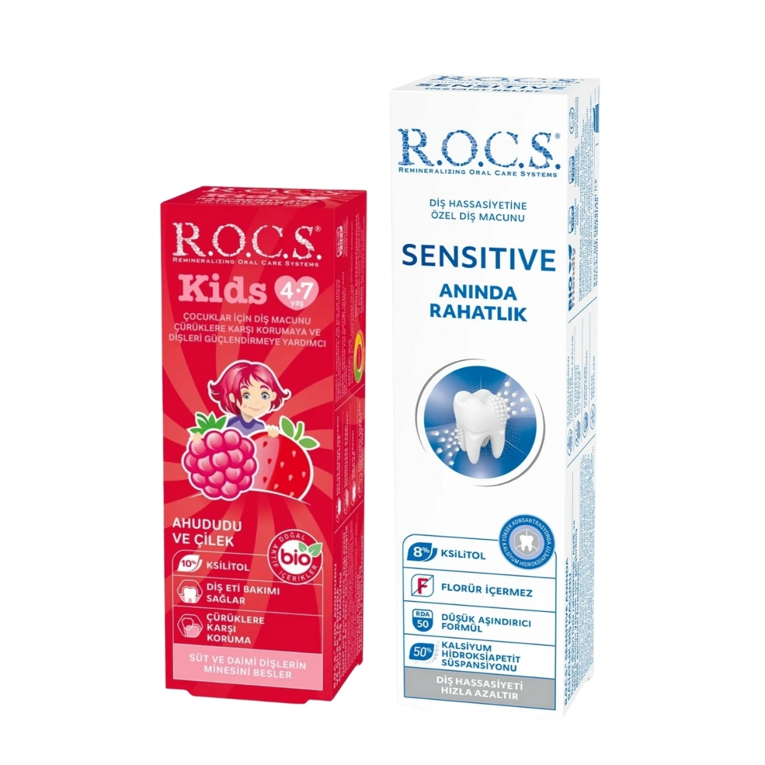 R.O.C.S Anne & Çocuk Hassas Diş Bakım Seti – Sensitive & Ahududu Çilek (4-7 Yaş)