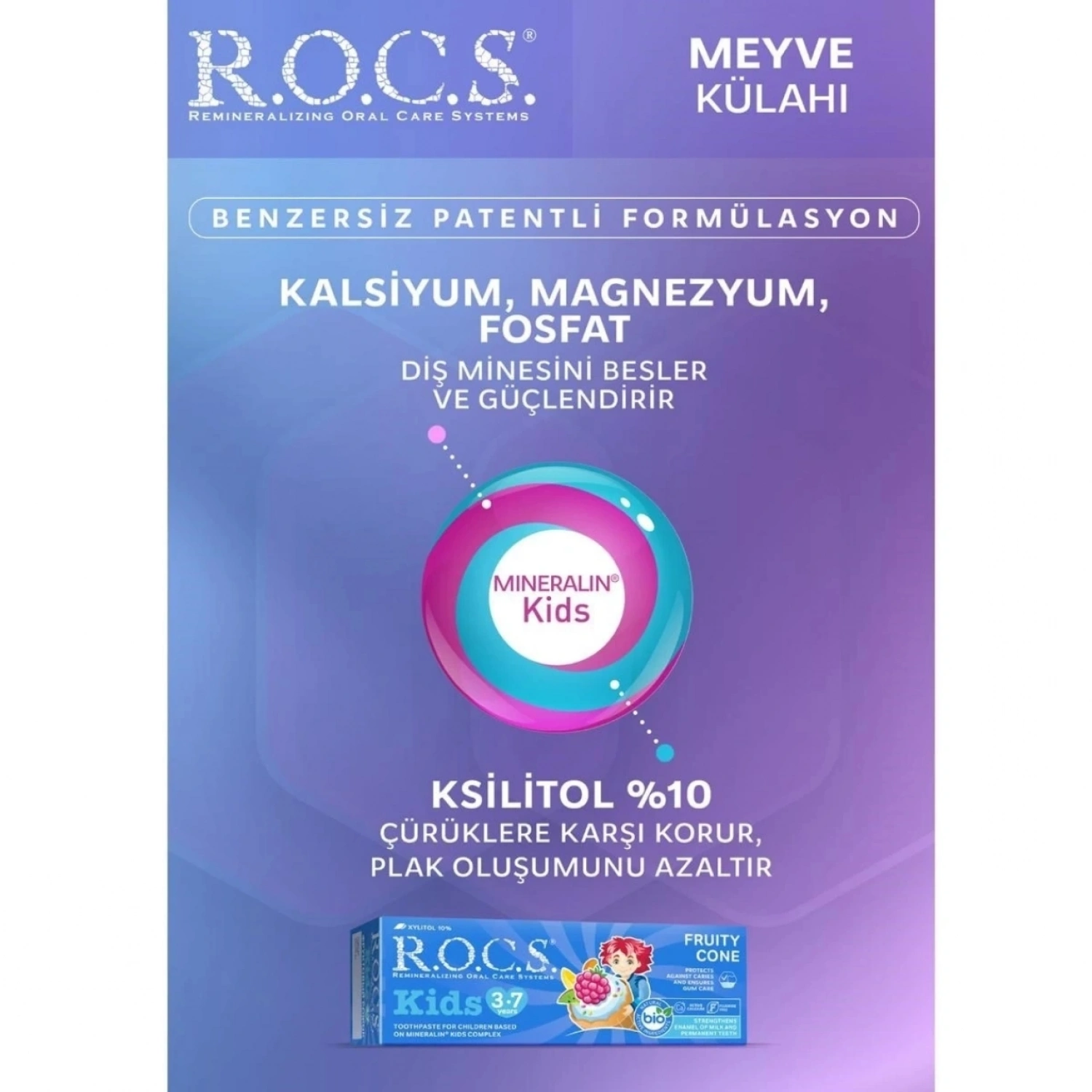 R.O.C.S Anne & Çocuk Diş Bakım Seti – Aktif Kalsiyum & Meyve Külahı (3-7 Yaş)