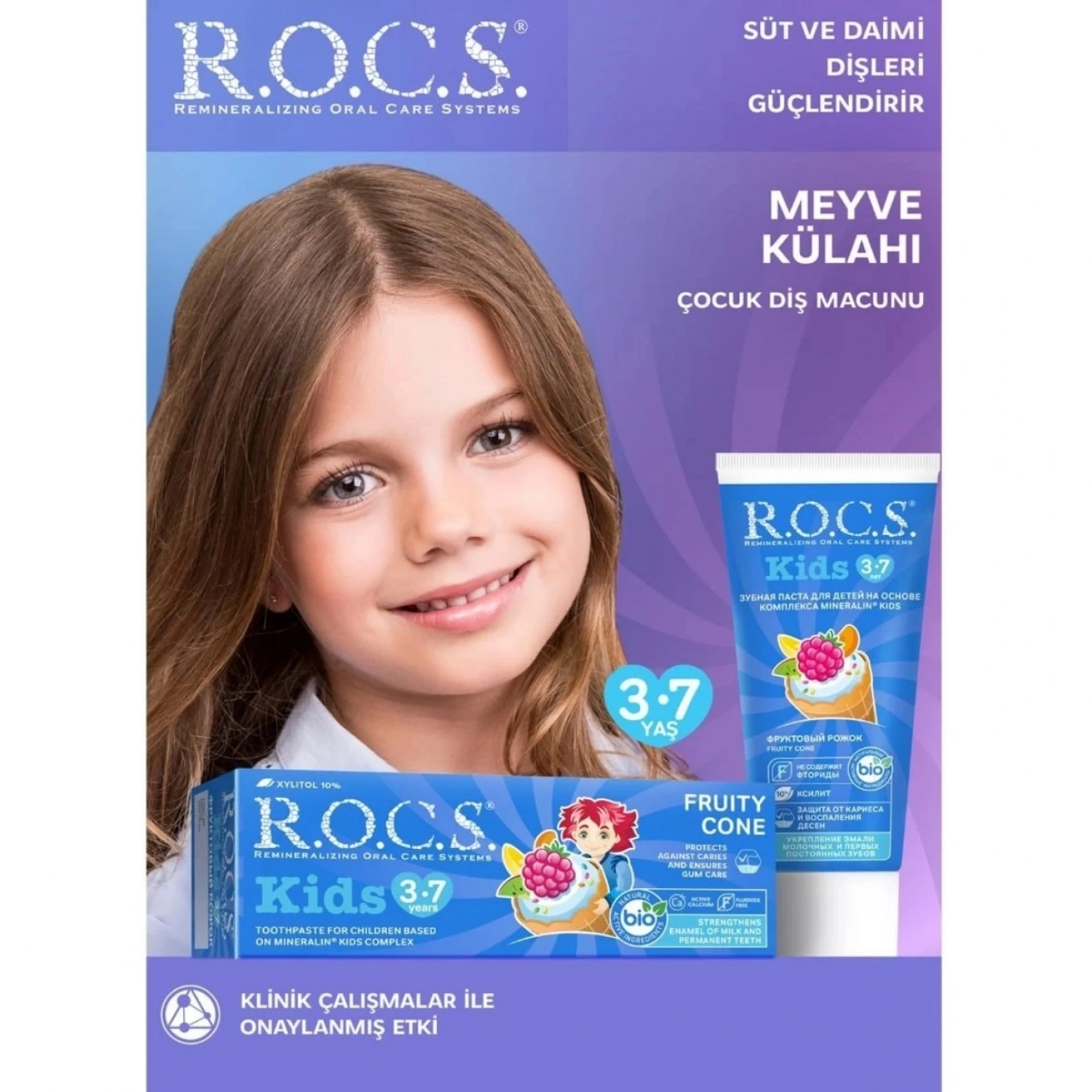 R.O.C.S Anne & Çocuk Diş Bakım Seti – Aktif Kalsiyum & Meyve Külahı (3-7 Yaş)