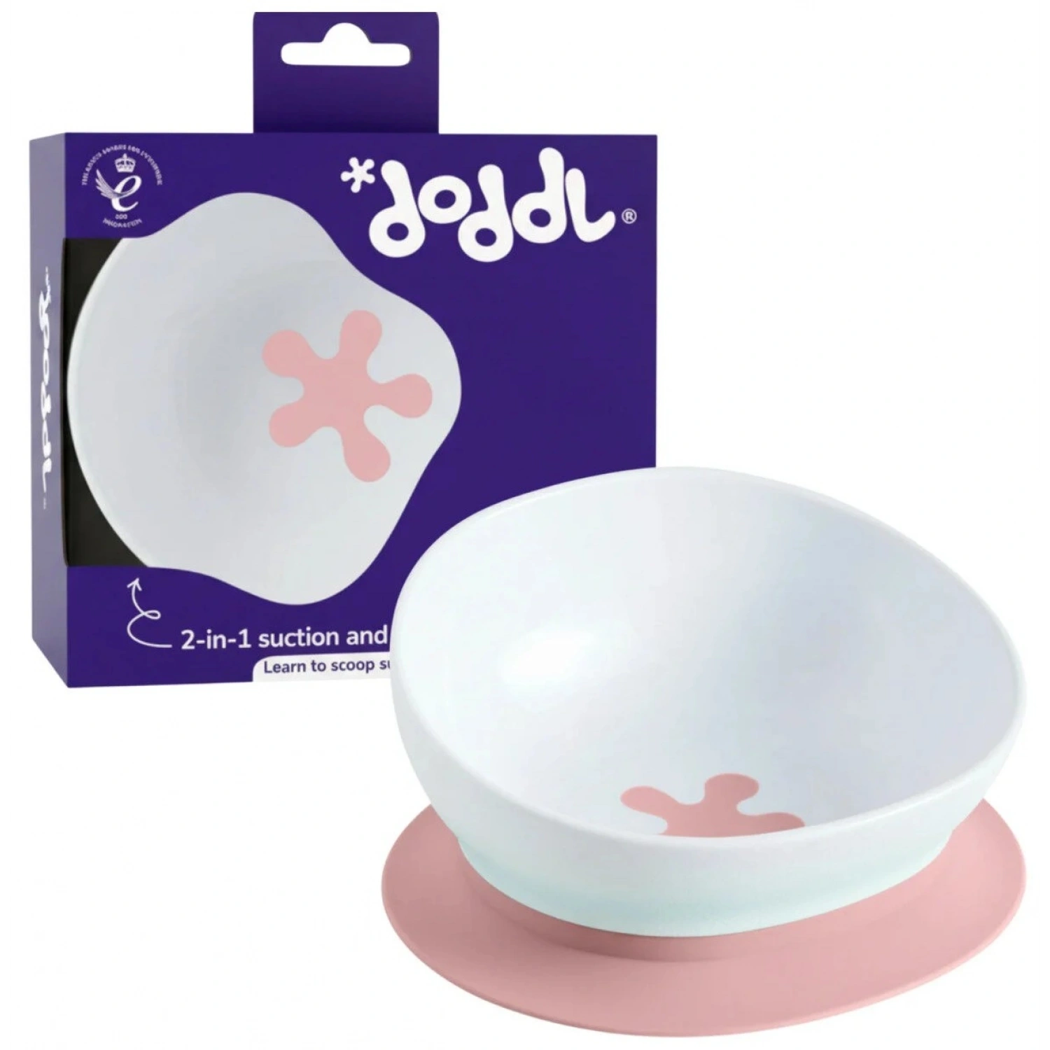 Doddl 2si bir Arada Vakumlu Kaymaz Mama Kasesi - Dusky Rose