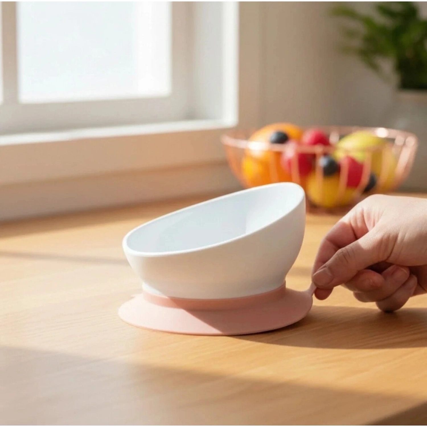 Doddl 2si bir Arada Vakumlu Kaymaz Mama Kasesi - Dusky Rose