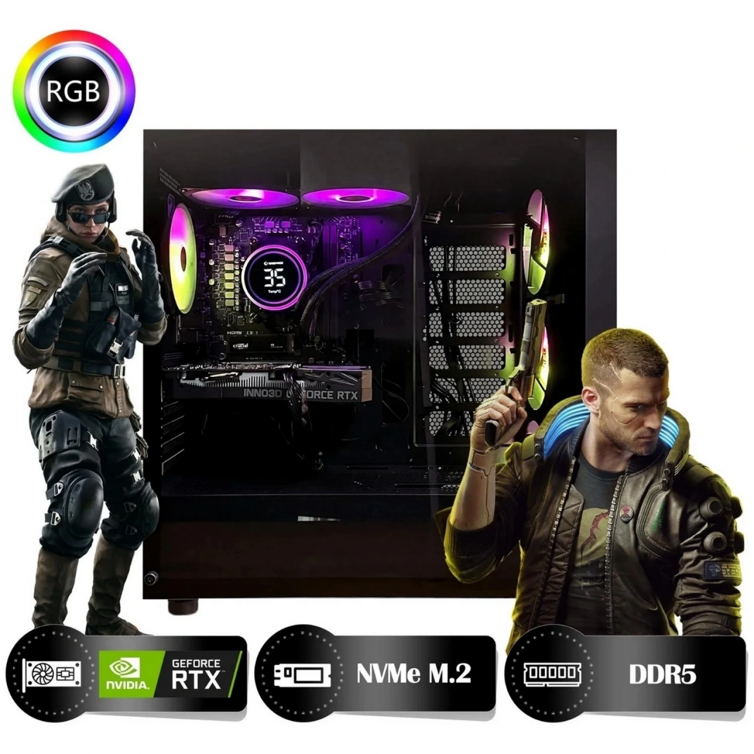 HYPER ROCKET Peak HRA323060 Ryzen 5 7500F 32GB Ram 1TB Nvme M.2 SSD RTX3060 12GB Masaüstü Oyuncu Bilgisayarı