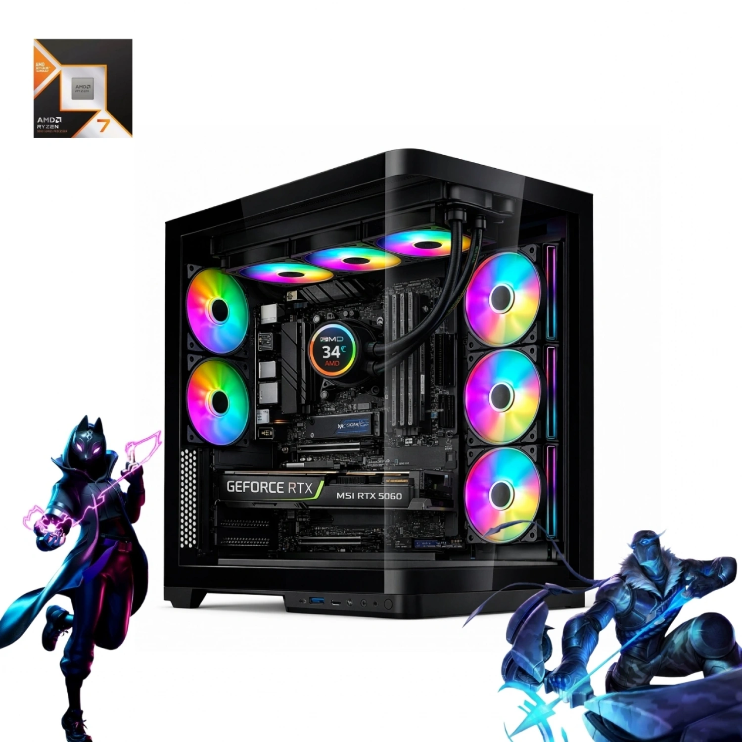 HYPER ROCKET V335R AMD Ryzen 7 9800X3D 32 GB Ram 1TB M.2 SSD RTX5060 8GB Masaüstü Oyuncu Bilgisayarı