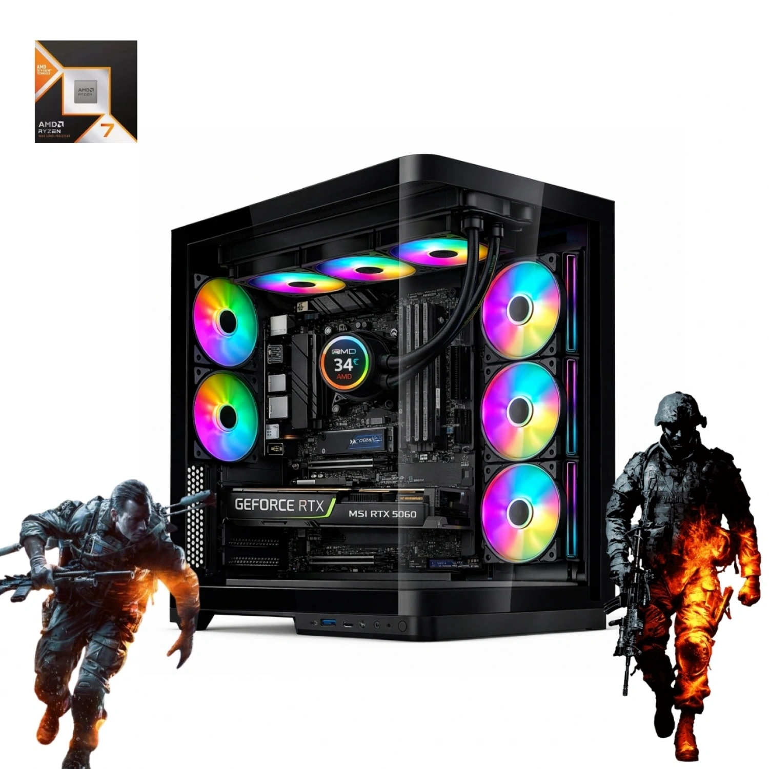 HYPER ROCKET V335R AMD Ryzen 7 9800X3D 32 GB Ram 1TB M.2 SSD RTX5060 8GB Masaüstü Oyuncu Bilgisayarı