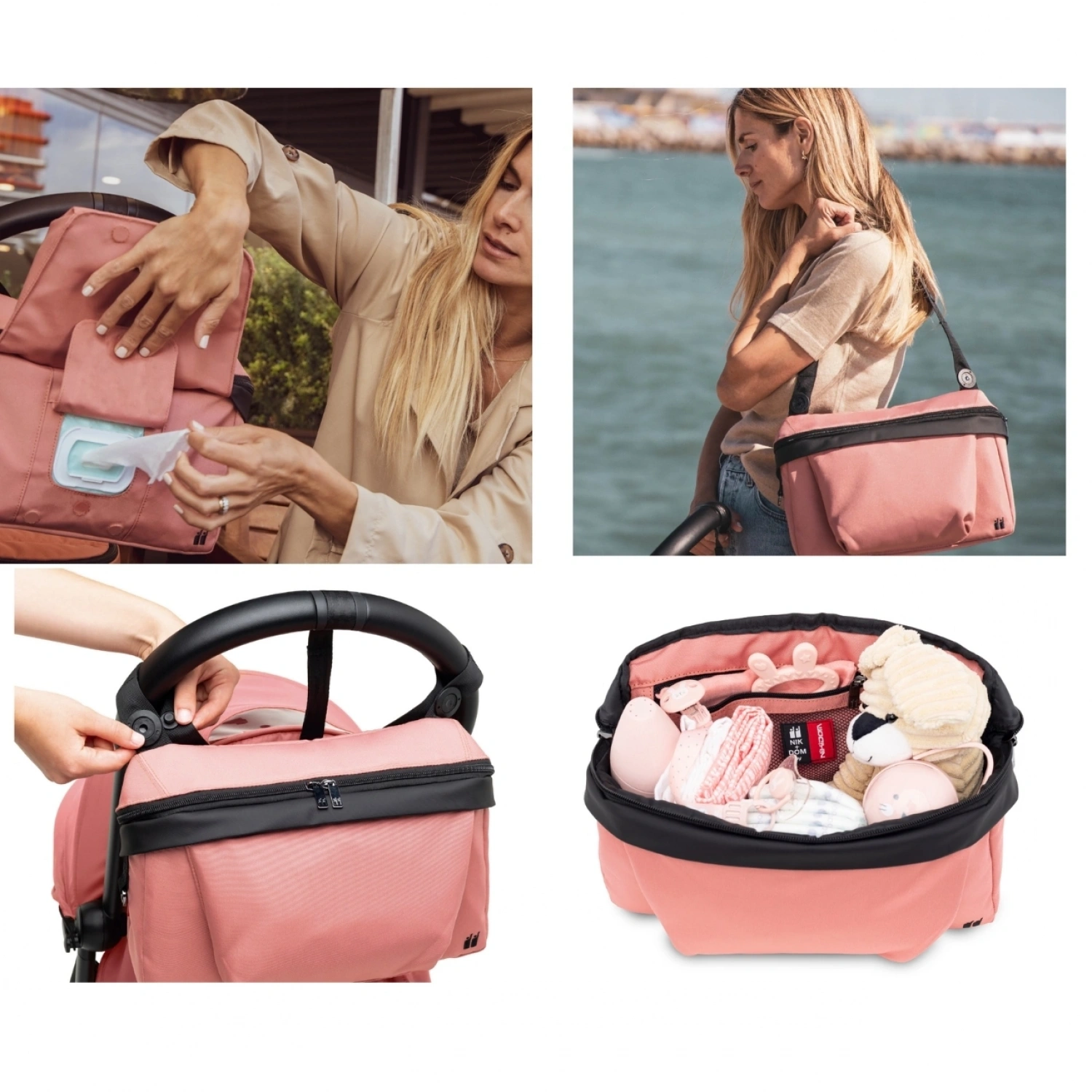 Nikidom Organizer Anne Bebek Bakım Çantası - Siyah | Miniboni Müslin Emzirme Örtüsü Hediye