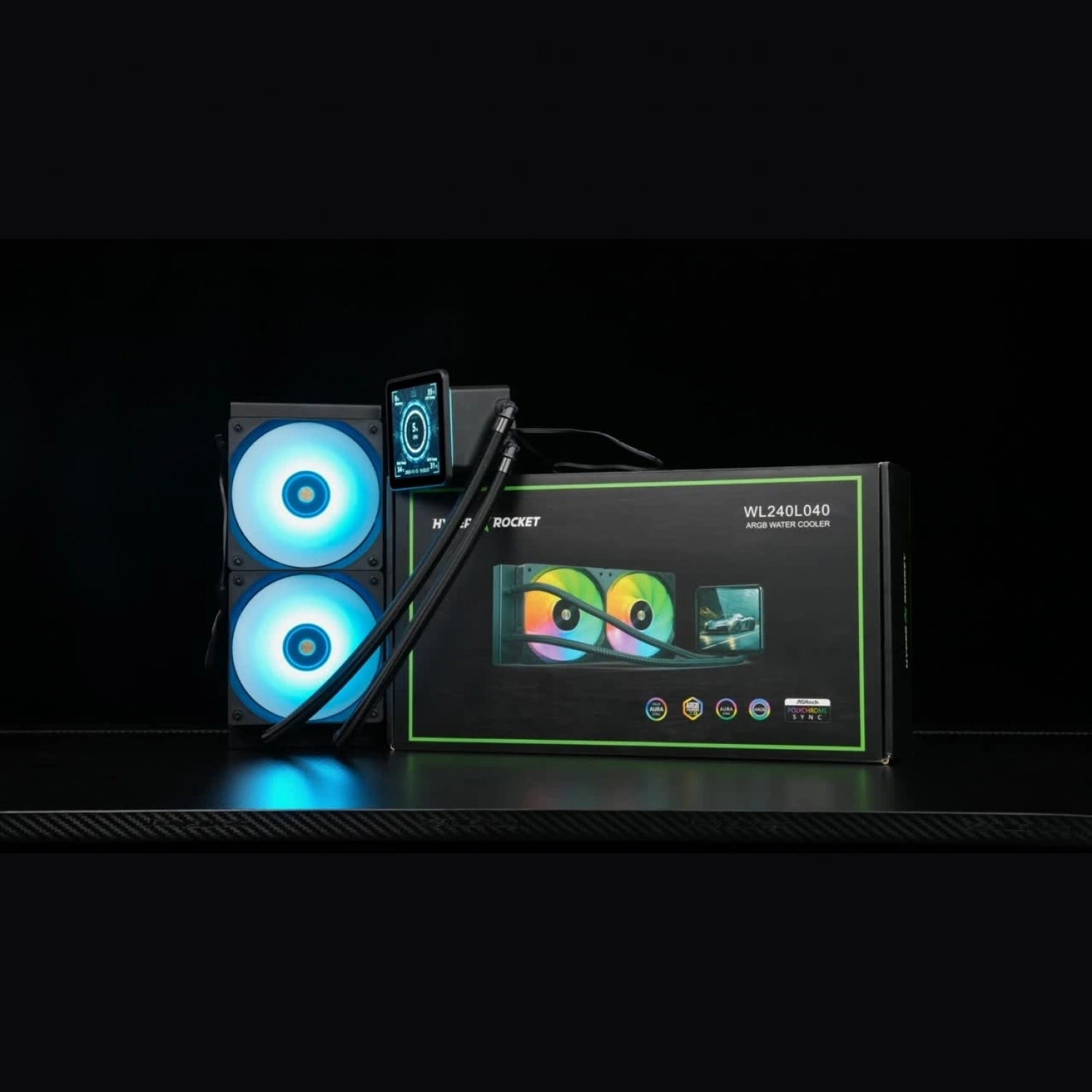 Hyper Rocket 240 mm ARGB WL240L040 Siyah 4 inç LCD Versiyon CPU işlemci Sıvı Soğutucu