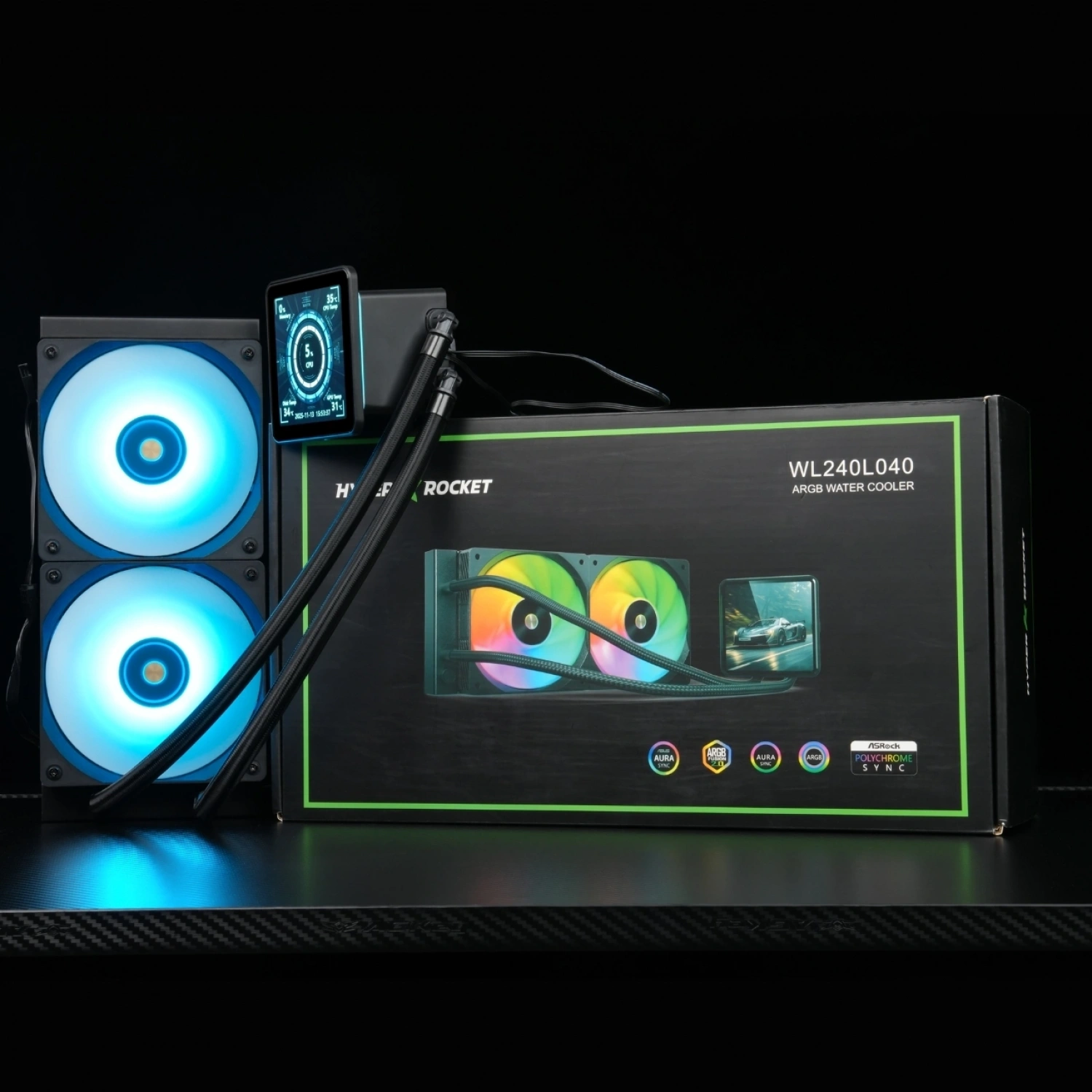 Hyper Rocket 240 mm ARGB WL240L040 Siyah 4 inç LCD Versiyon CPU işlemci Sıvı Soğutucu