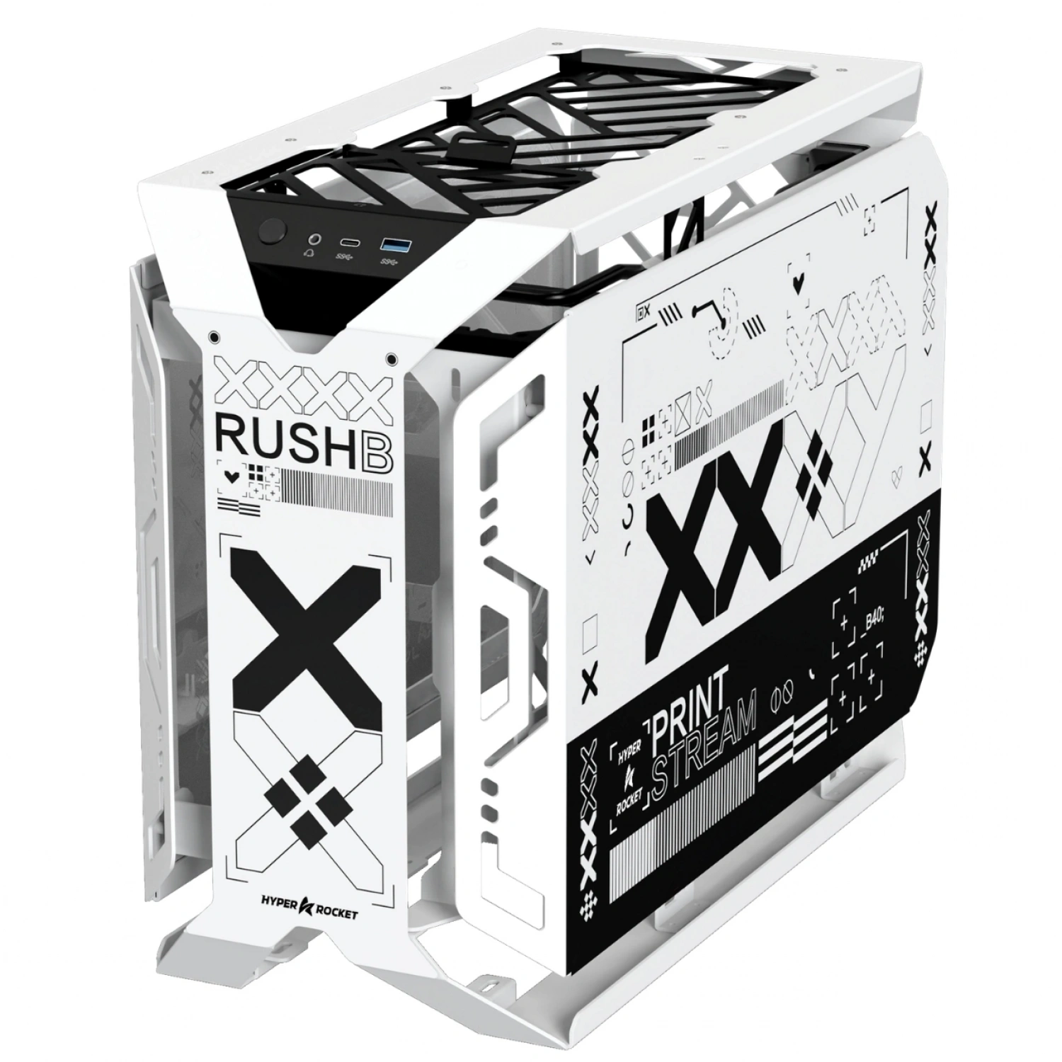 Hyper Rocket X-ERA Print Stream M-ATX 6 Argb Fan Open Frame Oyuncu Kasası