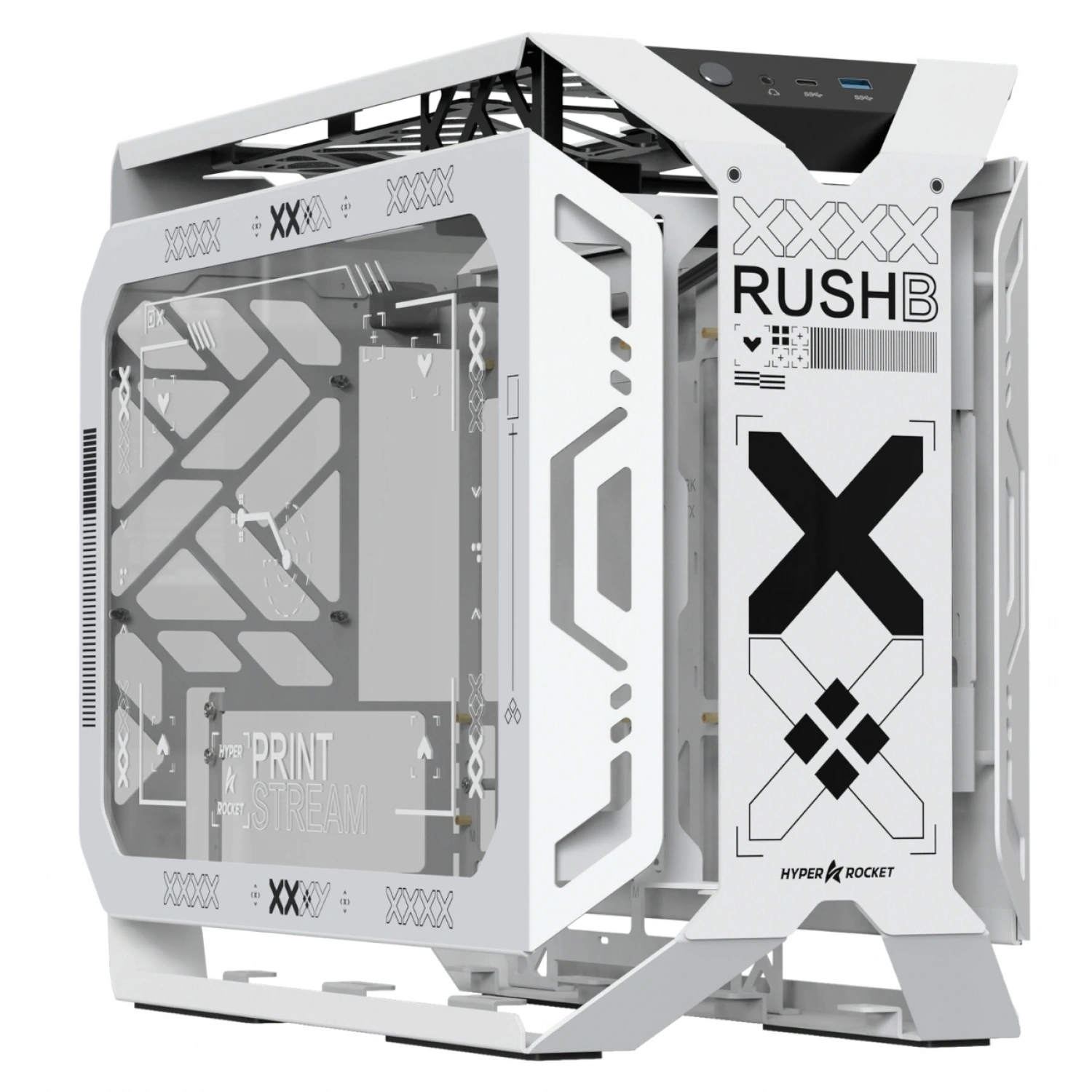 Hyper Rocket X-ERA Print Stream M-ATX 6 Argb Fan Open Frame Oyuncu Kasası