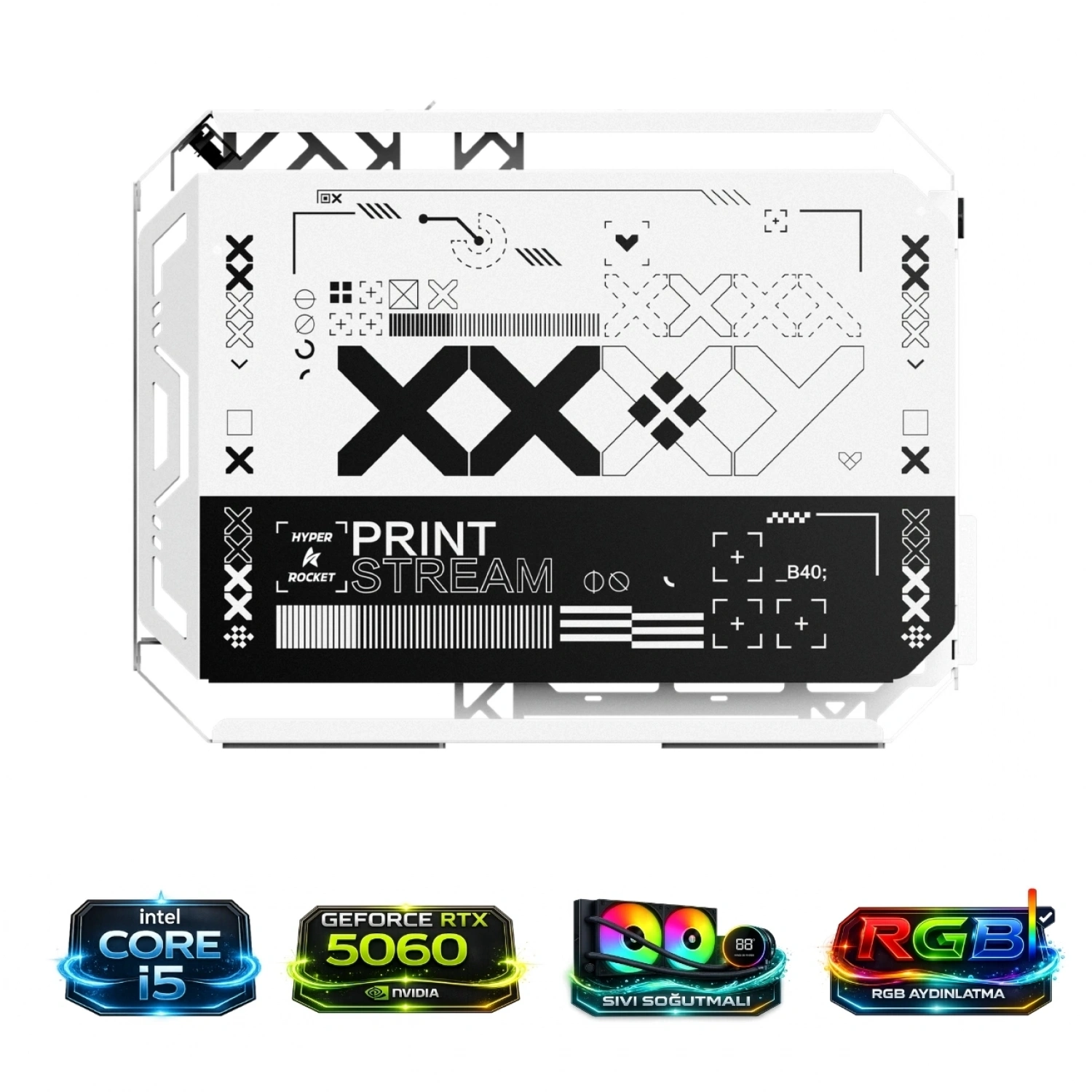 HYPER ROCKET X-ERA İ5 14400F 16GB RAM RTX5060 1TB NV3 M.2 Masaüstü Oyuncu Bilgisayarı