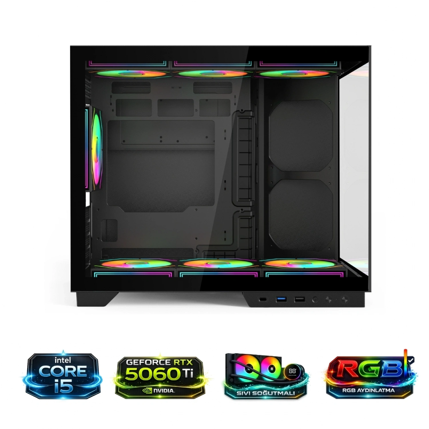 HYPER ROCKET V332 İ5 14400F 32GB RAM RTX5060Tİ 1TB NV3 M.2 Masaüstü Oyuncu Bilgisayarı