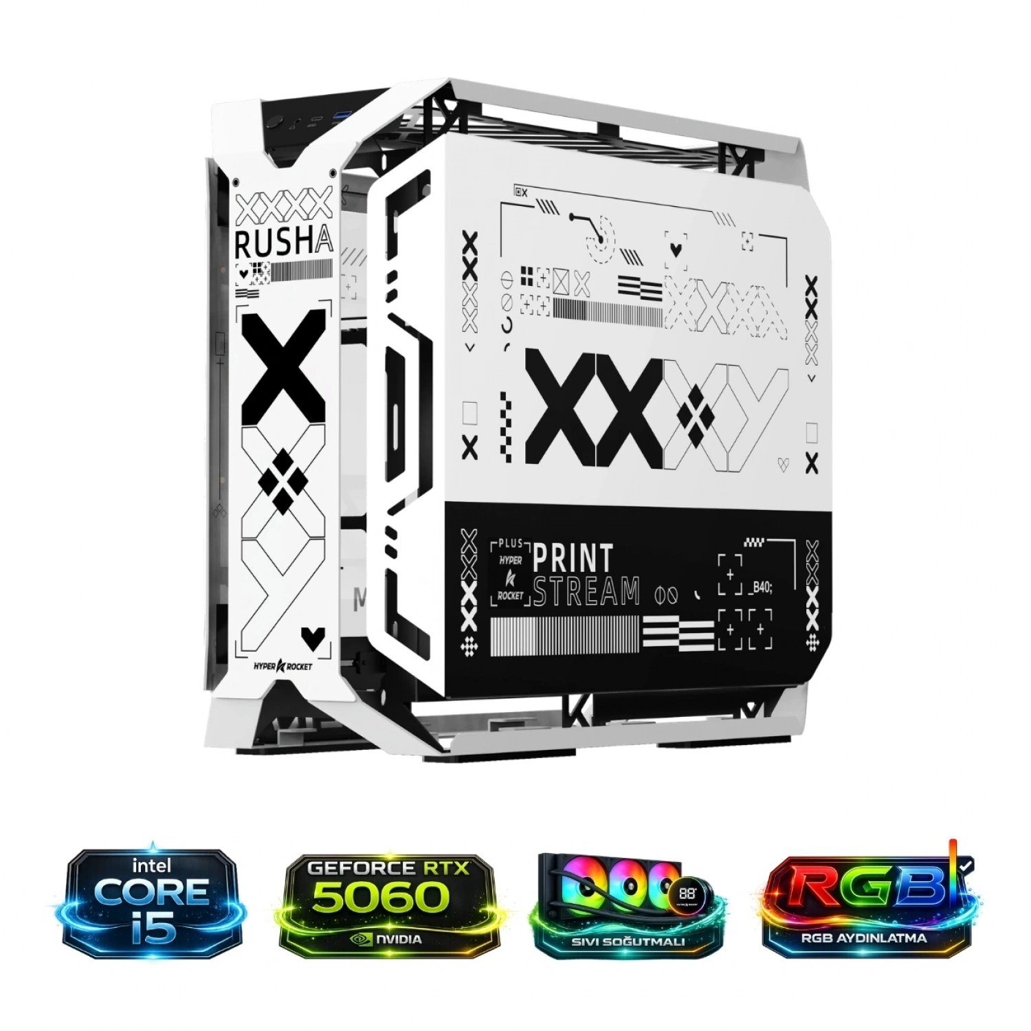 HYPER ROCKET X-ERA PRO İ5 14400F 16GB RAM RTX5060 1TB NV3 M.2 Masaüstü Oyuncu Bilgisayarı
