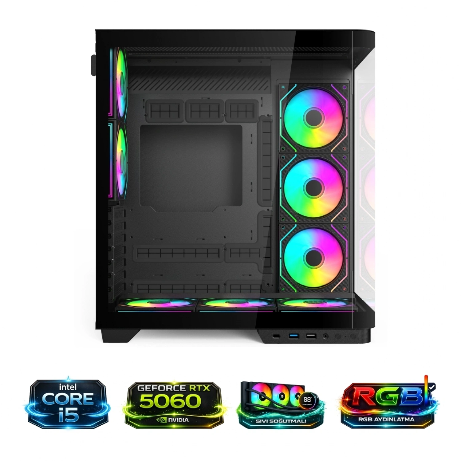 HYPER ROCKET V335R İ5-14400F 16GB RAM RTX5060 1TB NV3 M.2 Masaüstü Oyuncu Bilgisayarı