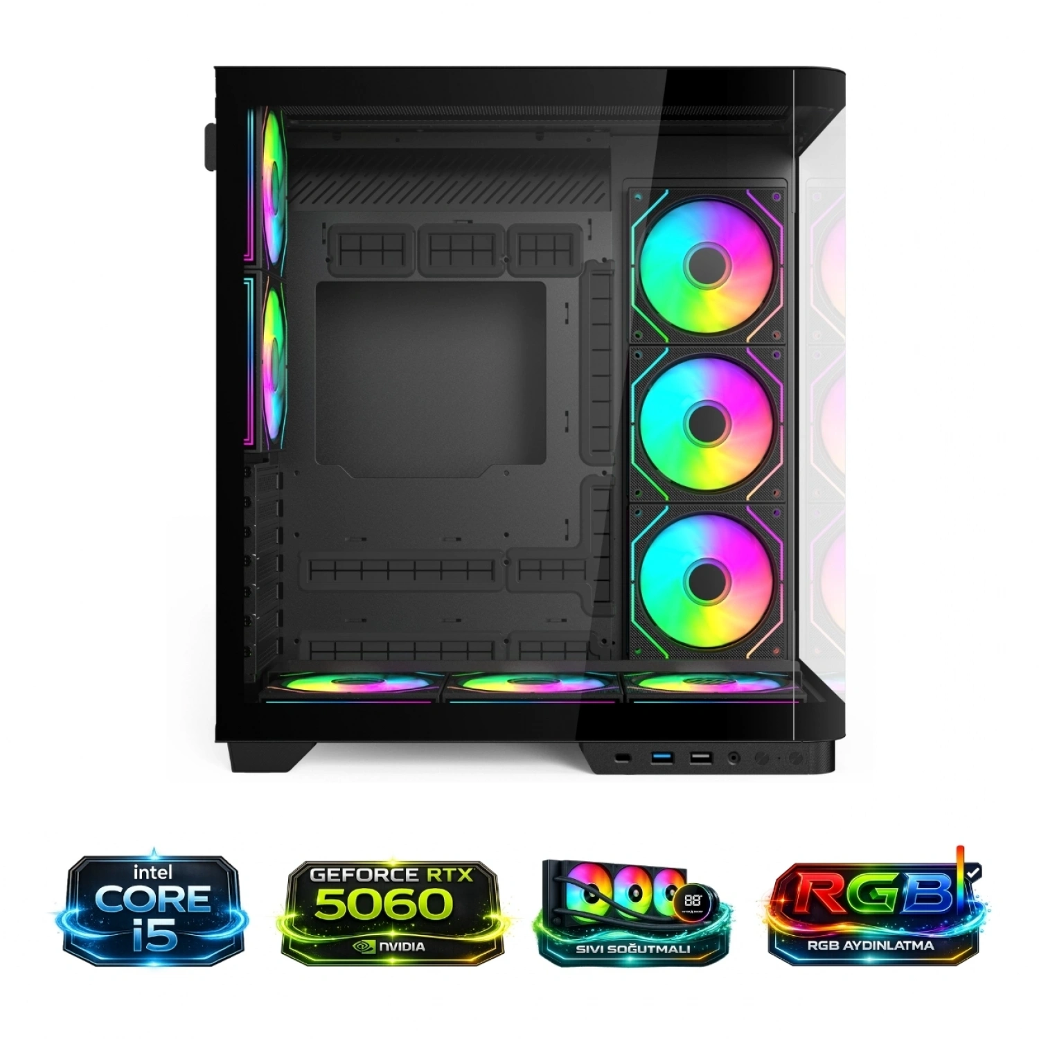 HYPER ROCKET V335R İ5-14400F 32GB RAM RTX5060 1TB NV3 M.2 Masaüstü Oyuncu Bilgisayarı