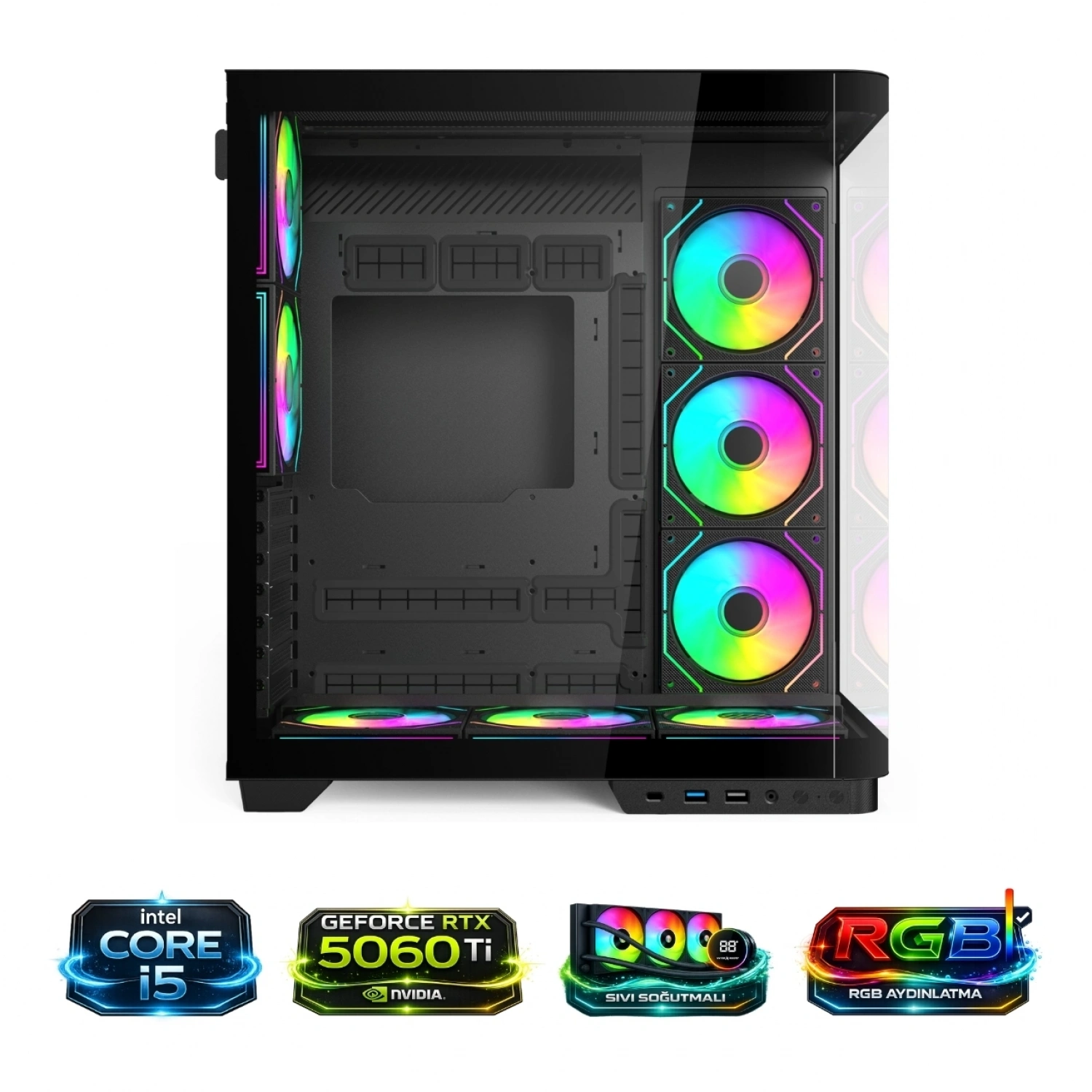 HYPER ROCKET V335R İ5-14400F 16GB RAM RTX5060Tİ 1TB NV3 M.2 Masaüstü Oyuncu Bilgisayarı