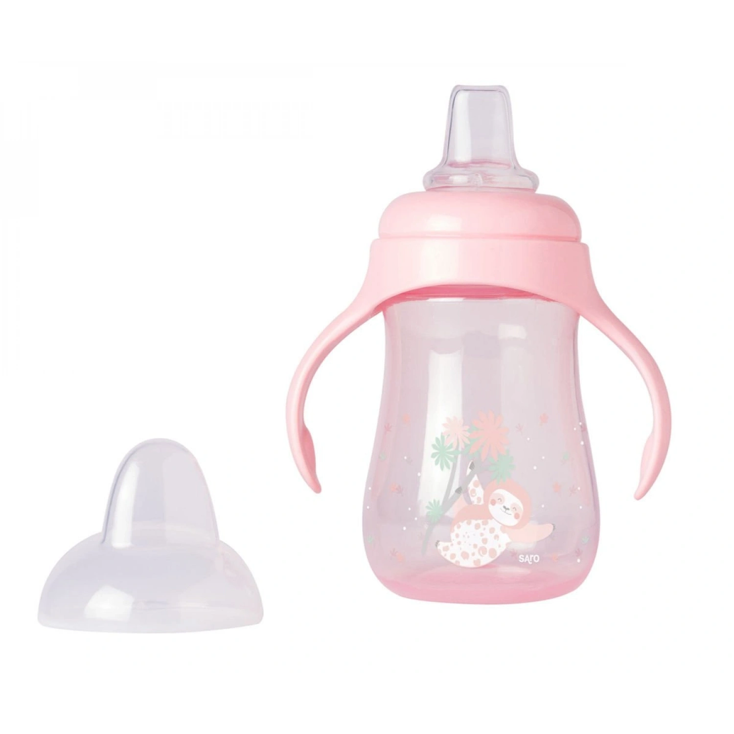 Saro Yavas Akışlı Damlatmayan Kulplu Alıştırma Bardağı 250ml - Pembe