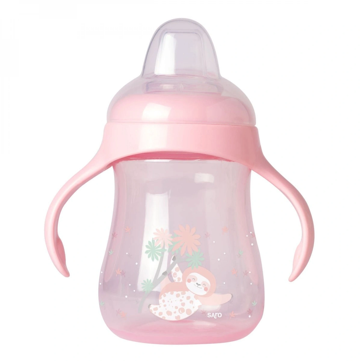 Saro Yavas Akışlı Damlatmayan Kulplu Alıştırma Bardağı 250ml - Pembe