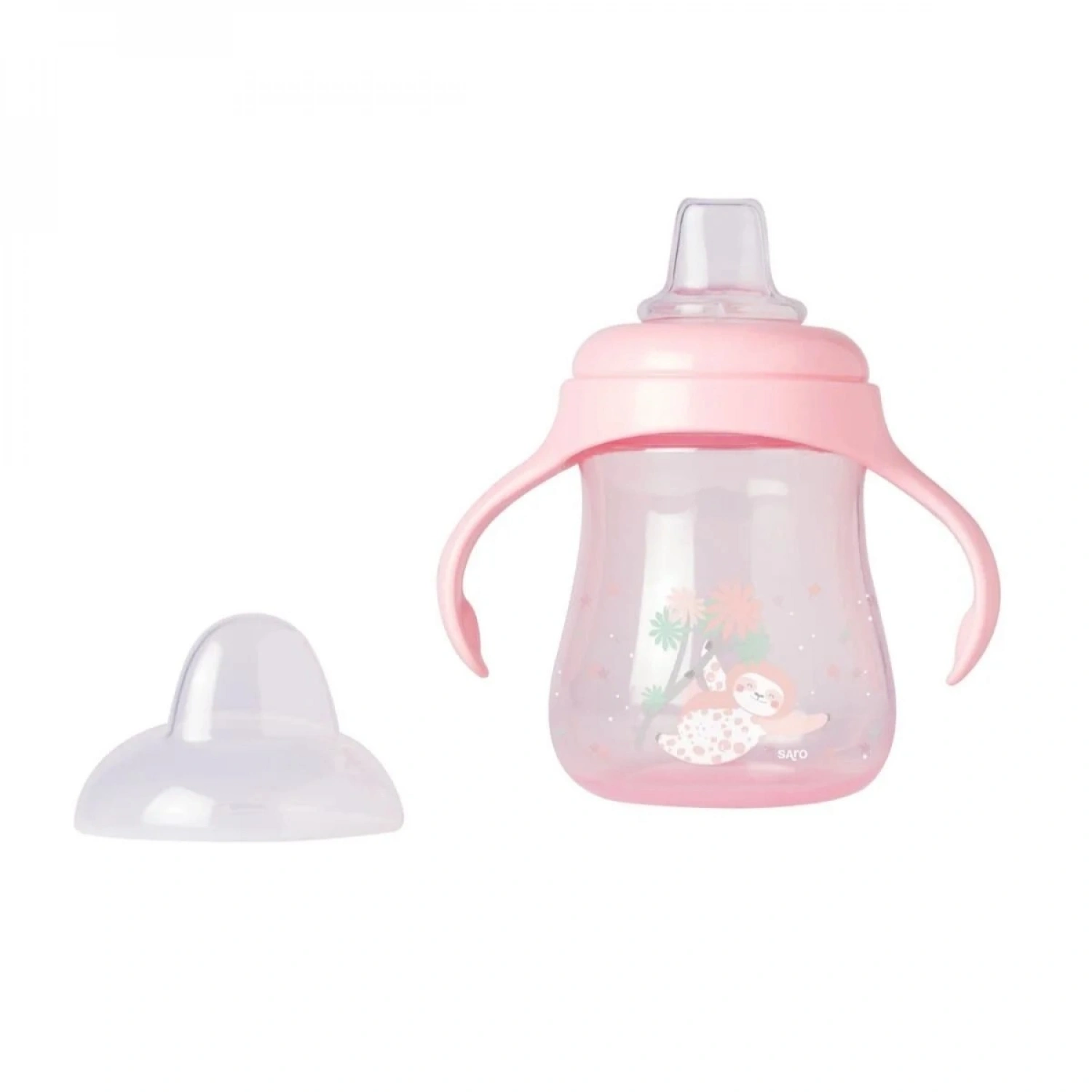 Saro Yavas Akışlı Damlatmayan Kulplu Alıştırma Bardağı 250ml - Pudra