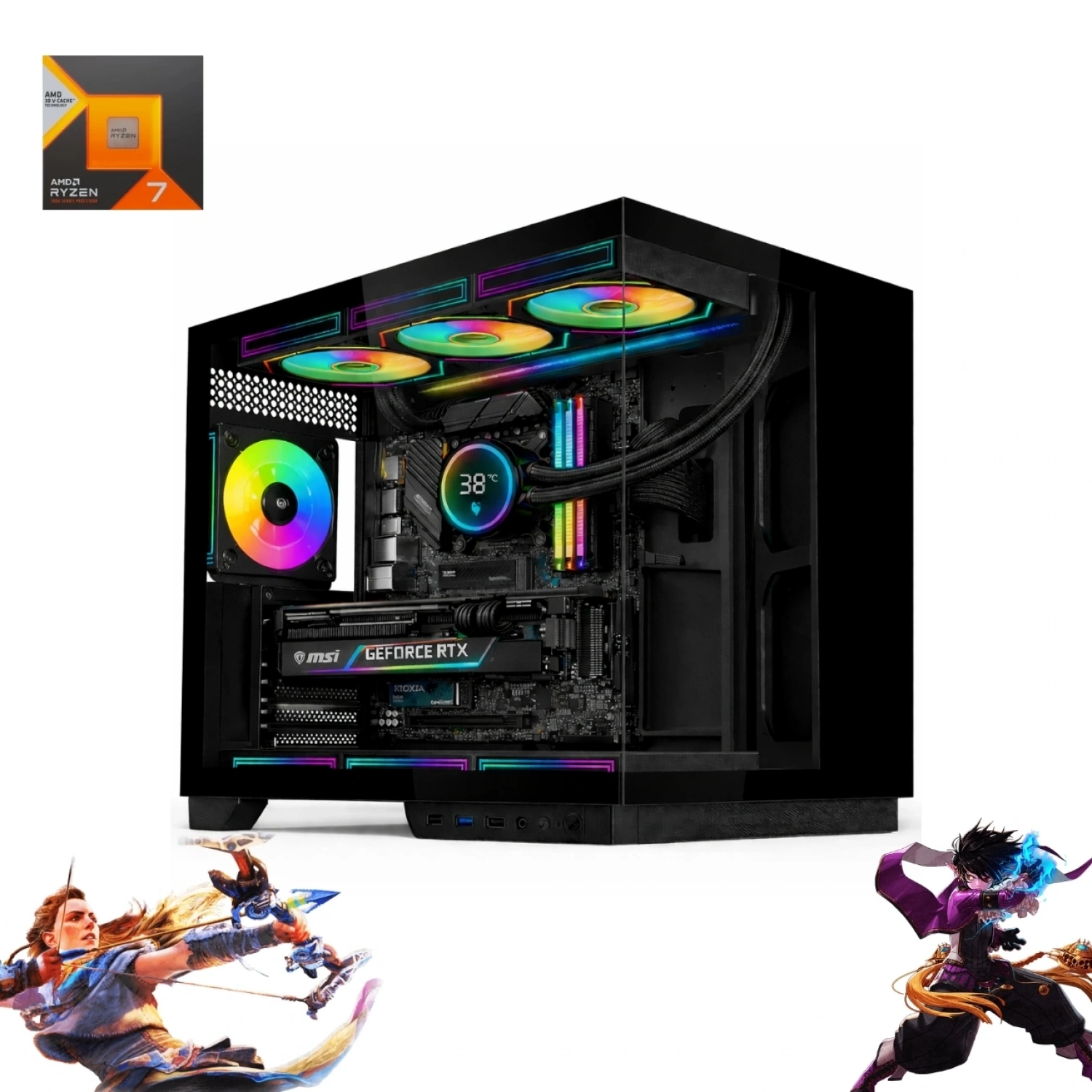 HYPER ROCKET V332 AMD Ryzen 7 7800X3D 32 GB Ram 1TB M.2 SSD RTX5060 8GB Oyuncu OEM Paket