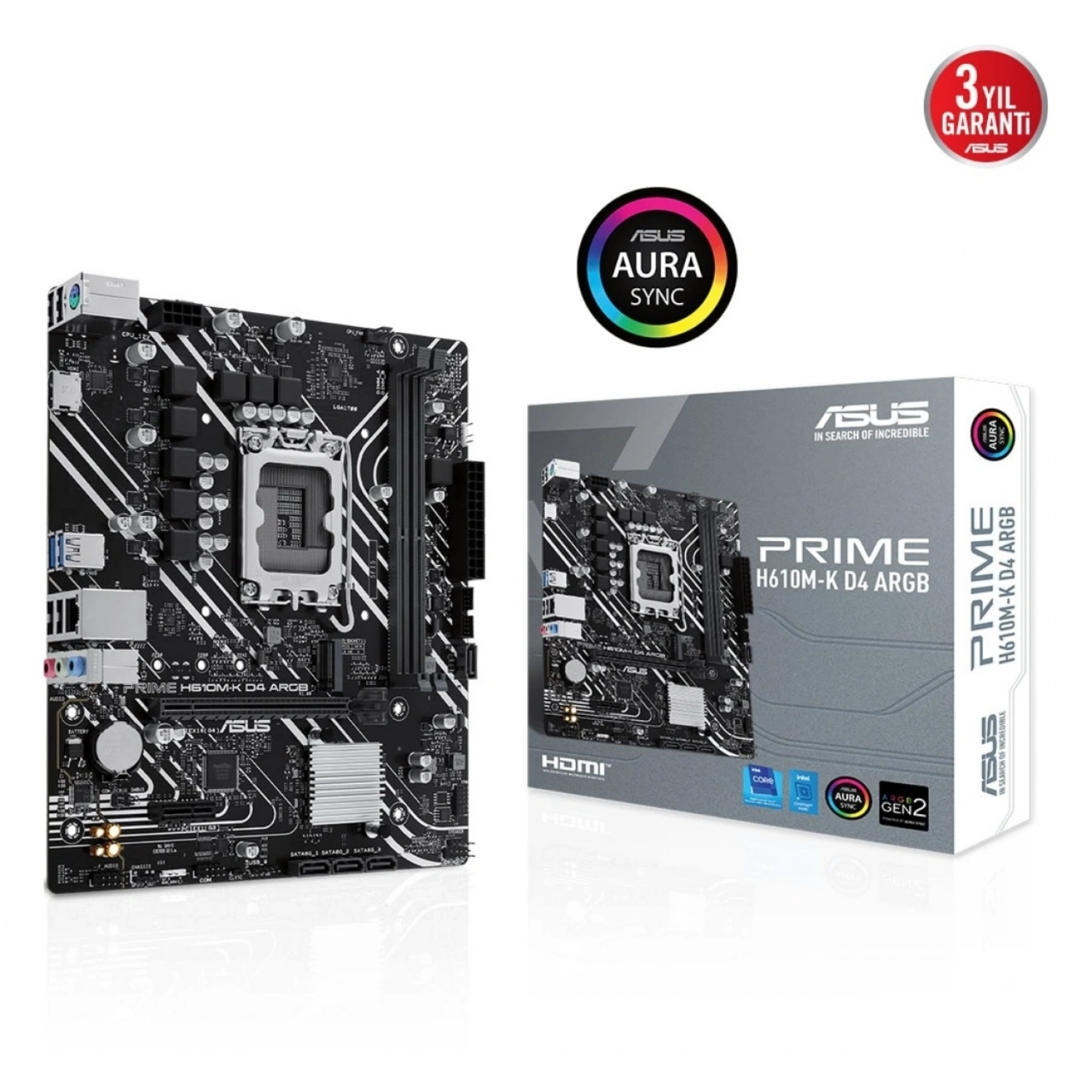Intel Core i5-14400F 2.50GHz 14.Nesil + Asus Prime H610M-K ARGB 3200MHz DDR4 LGA1700 mATX Anakart Set