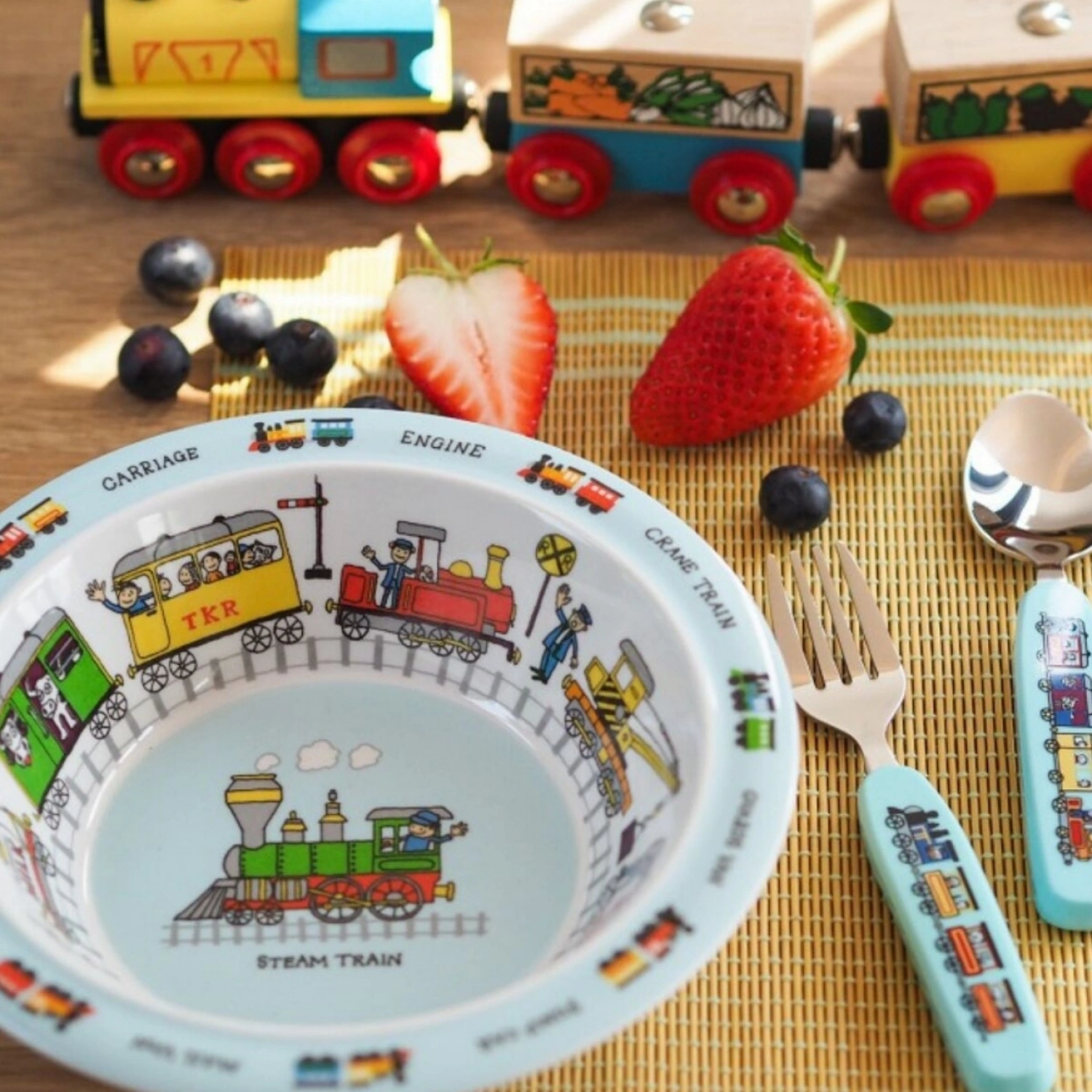 Tyrrell Katz Melamin Mama Tabağı - Mama Kasesi Seti // Trains
