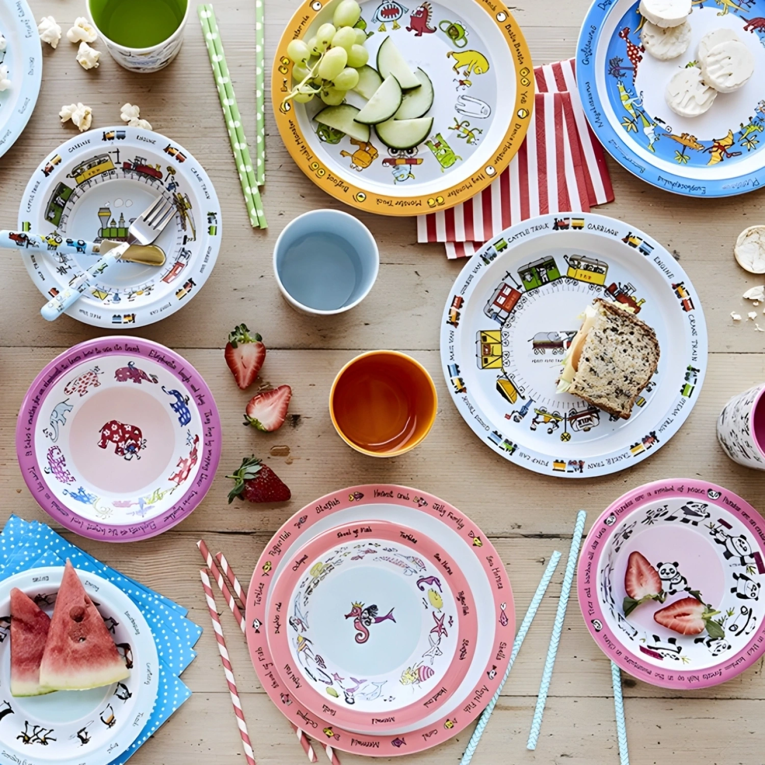 Tyrrell Katz Melamin Mama Tabağı - Mama Kasesi Seti // Trains