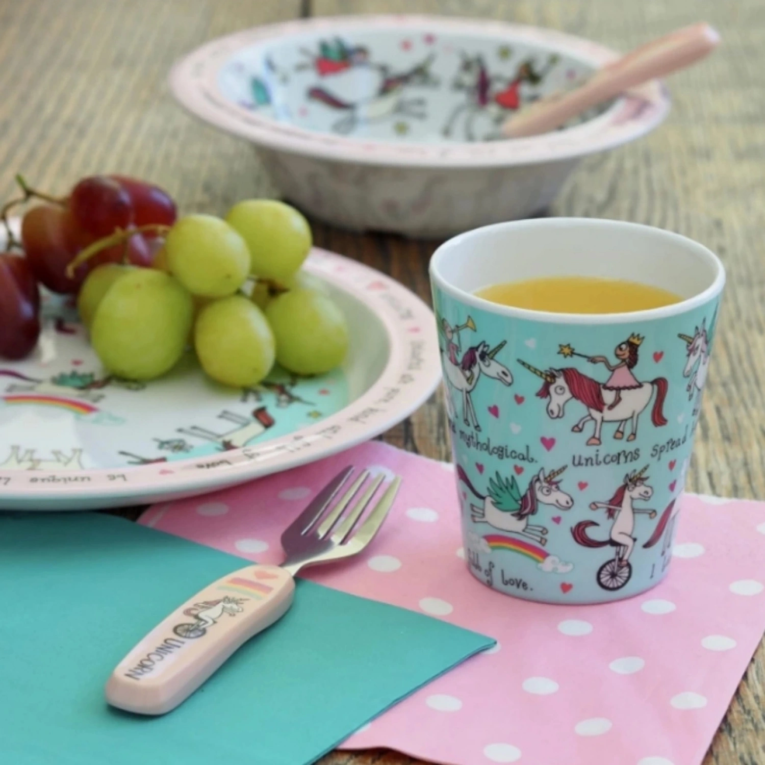 Tyrrell Katz Melamin Mama Kasesi - Alıştırma Bardağı Seti // Unicorn