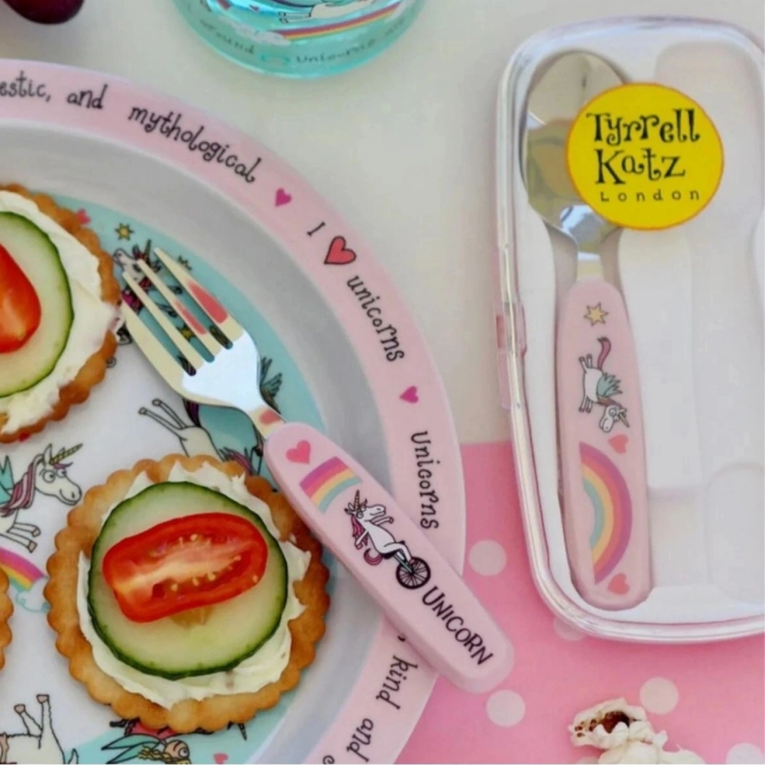 Tyrrell Katz Melamin Mama Kasesi - Kutulu Çatal Kaşık Seti // Unicorn