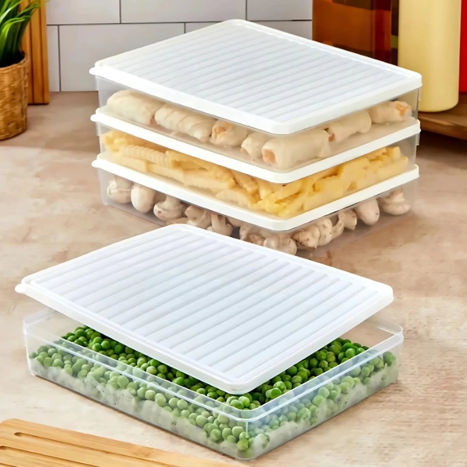 bigmate 2li Şeffaf Saklama Kabı Beyaz 2x2,5 Lt BGMT2225 Mikrodalga Buzdolabı ve Dondurucu Uyumlu Dü