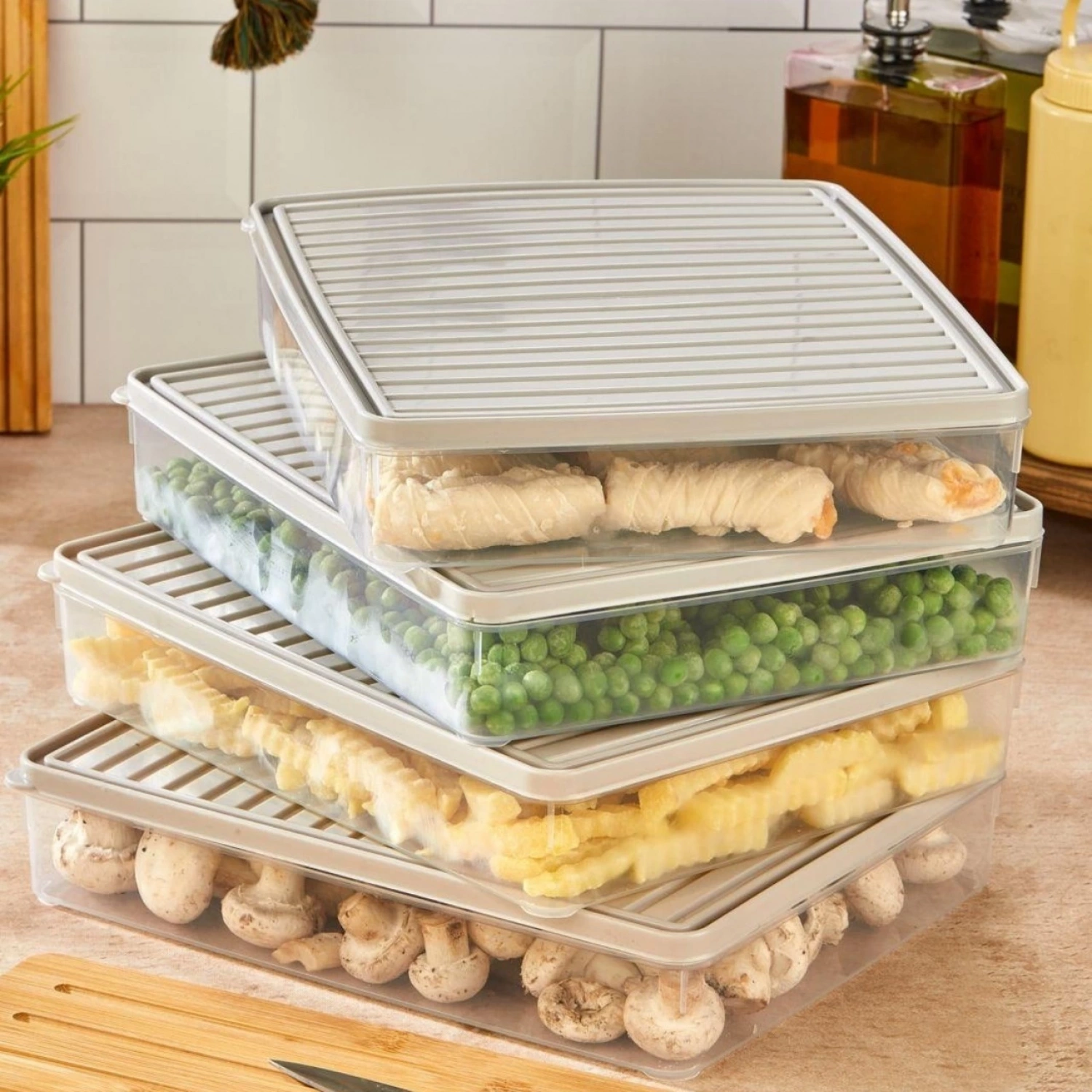 bigmate 2li Şeffaf Saklama Kabı Gri 2x2,5 Lt BGMT2225 Mikrodalga Buzdolabı ve Dondurucu Uyumlu Düze