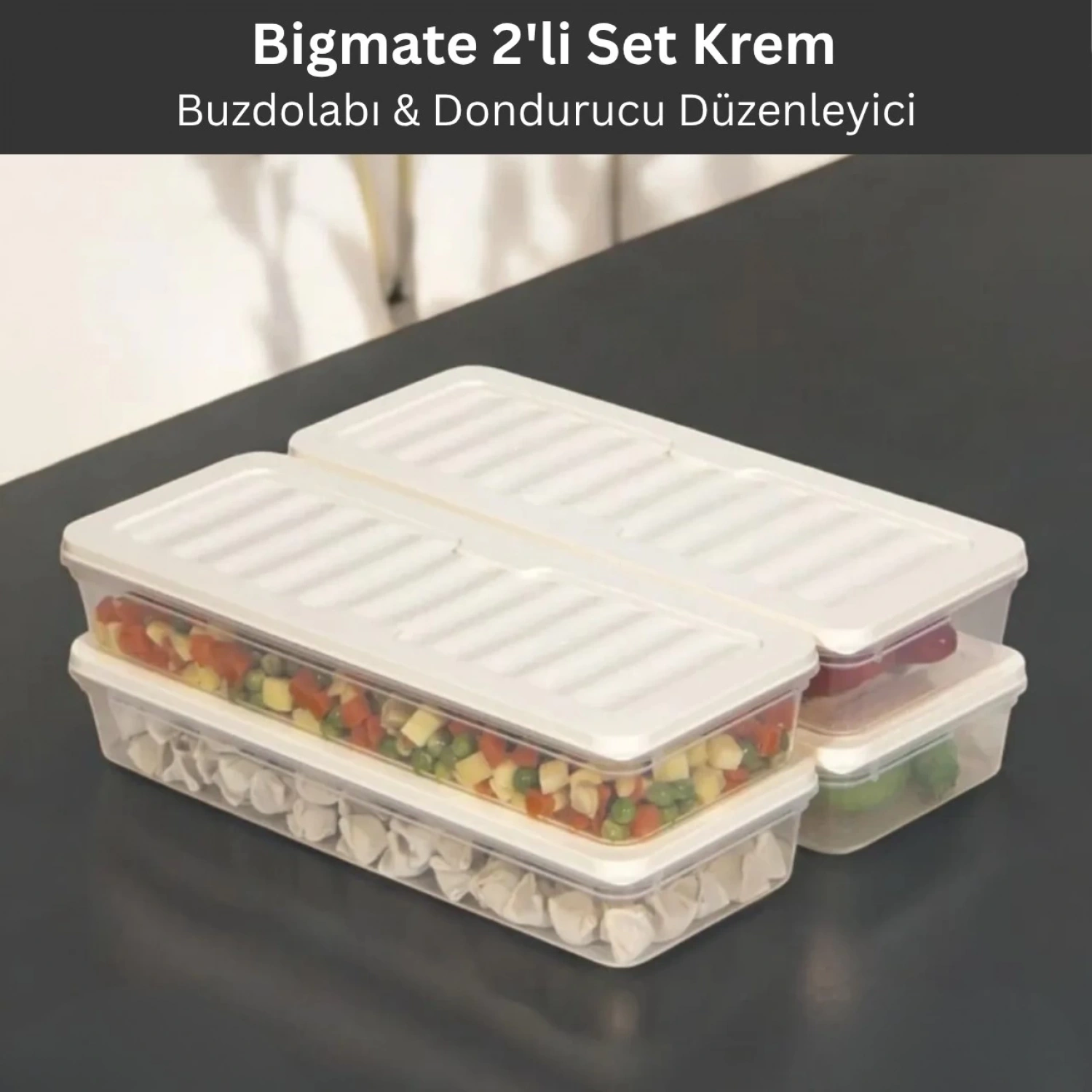 bigmate 2li Şeffaf Saklama Kabı Krem 2x1 Lt BGMT1115 Mikrodalga Buzdolabı ve Dondurucu Uyumlu Düzen