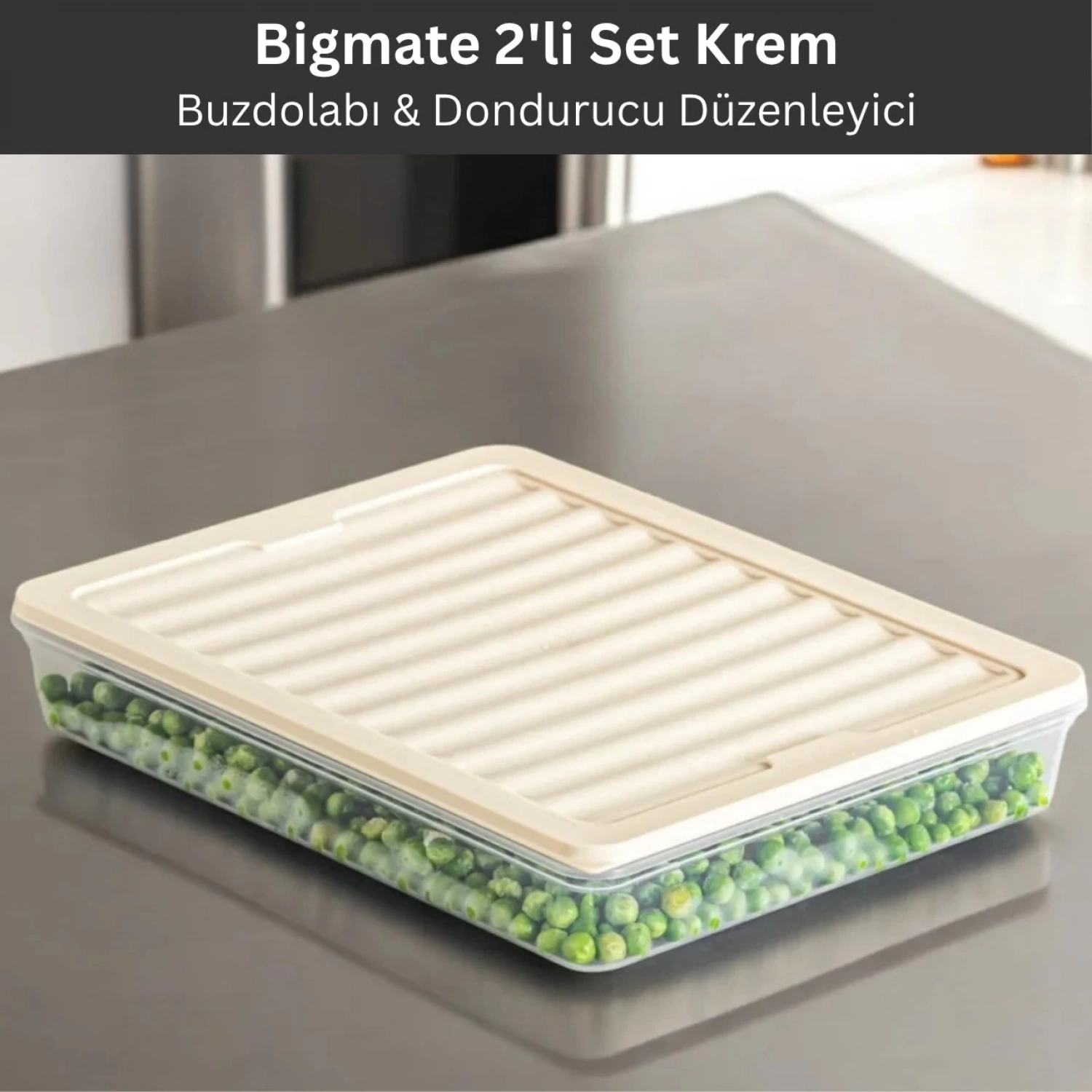bigmate 2li Şeffaf Saklama Kabı Krem 2x2,5 Lt BGMT2225 Mikrodalga Buzdolabı ve Dondurucu Uyumlu Düz