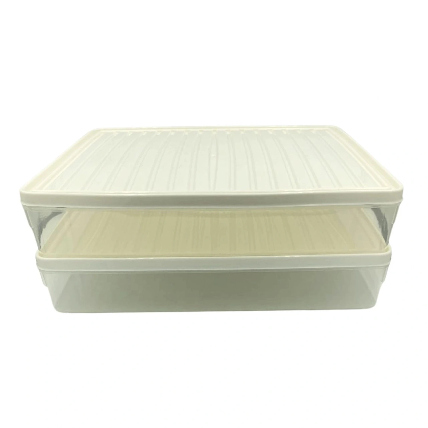 bigmate 2li Şeffaf Saklama Kabı Krem 2x2,5 Lt BGMT2225 Mikrodalga Buzdolabı ve Dondurucu Uyumlu Düz