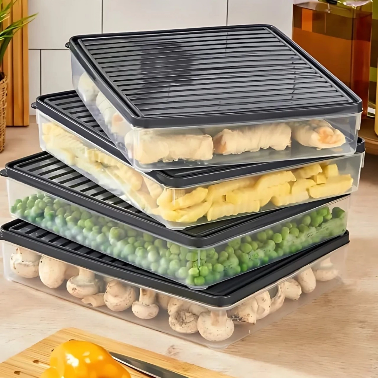 bigmate 2li Şeffaf Saklama Kabı Siyah 2x2,5 Lt BGMT2225 Mikrodalga Buzdolabı ve Dondurucu Uyumlu Dü