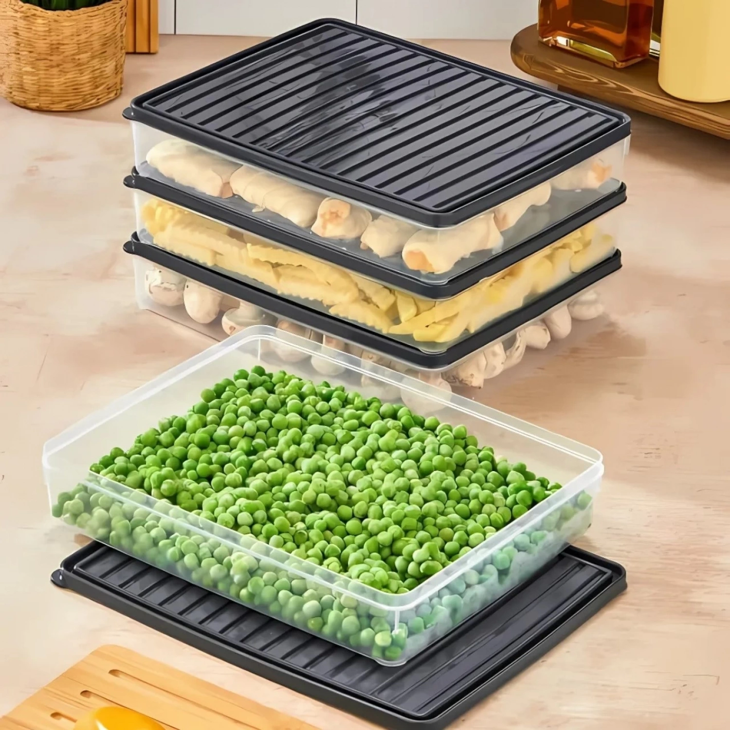 bigmate 2li Şeffaf Saklama Kabı Siyah 2x2,5 Lt BGMT2225 Mikrodalga Buzdolabı ve Dondurucu Uyumlu Dü