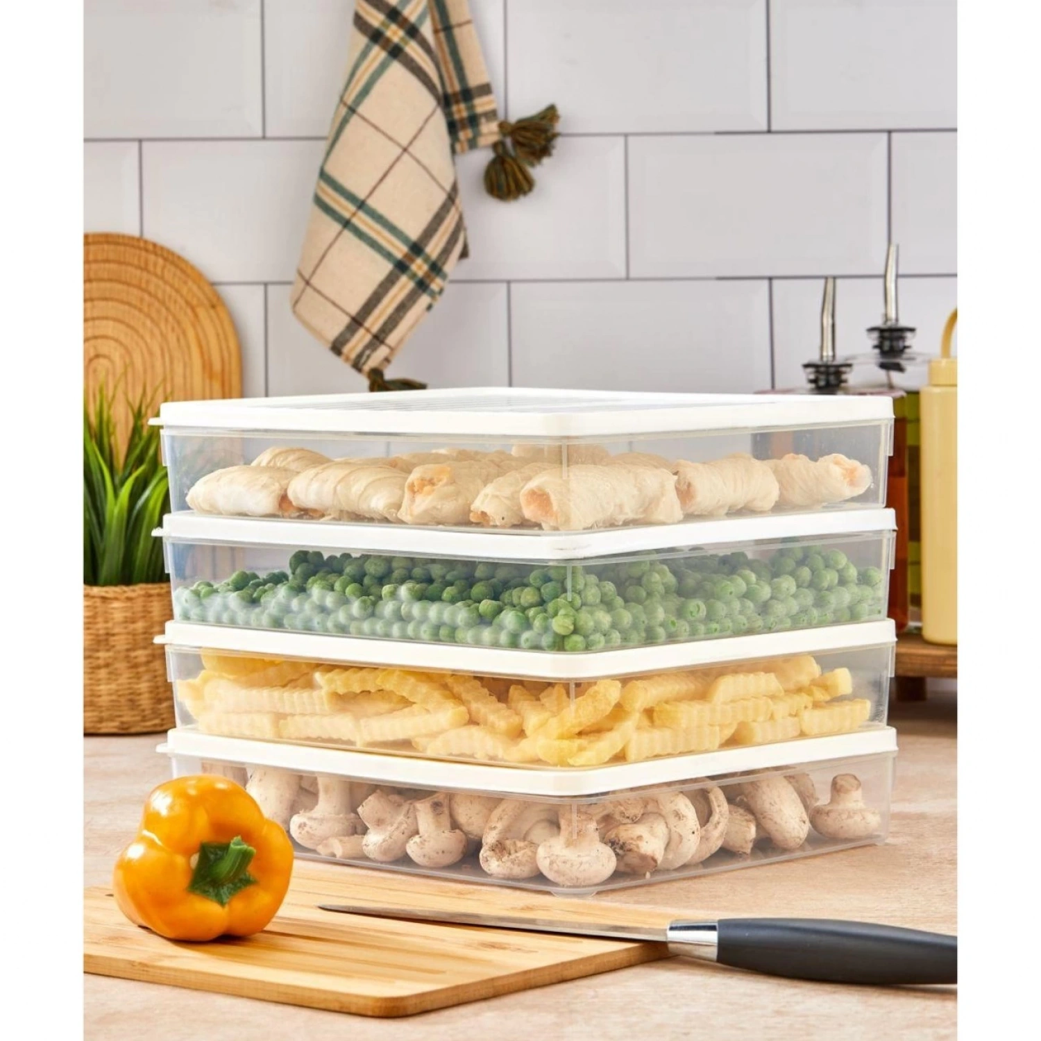 bigmate 4lü Şeffaf Saklama Kabı Beyaz 4x2,5 Lt BGMT2525 Mikrodalga Buzdolabı ve Dondurucu Uyumlu Dü