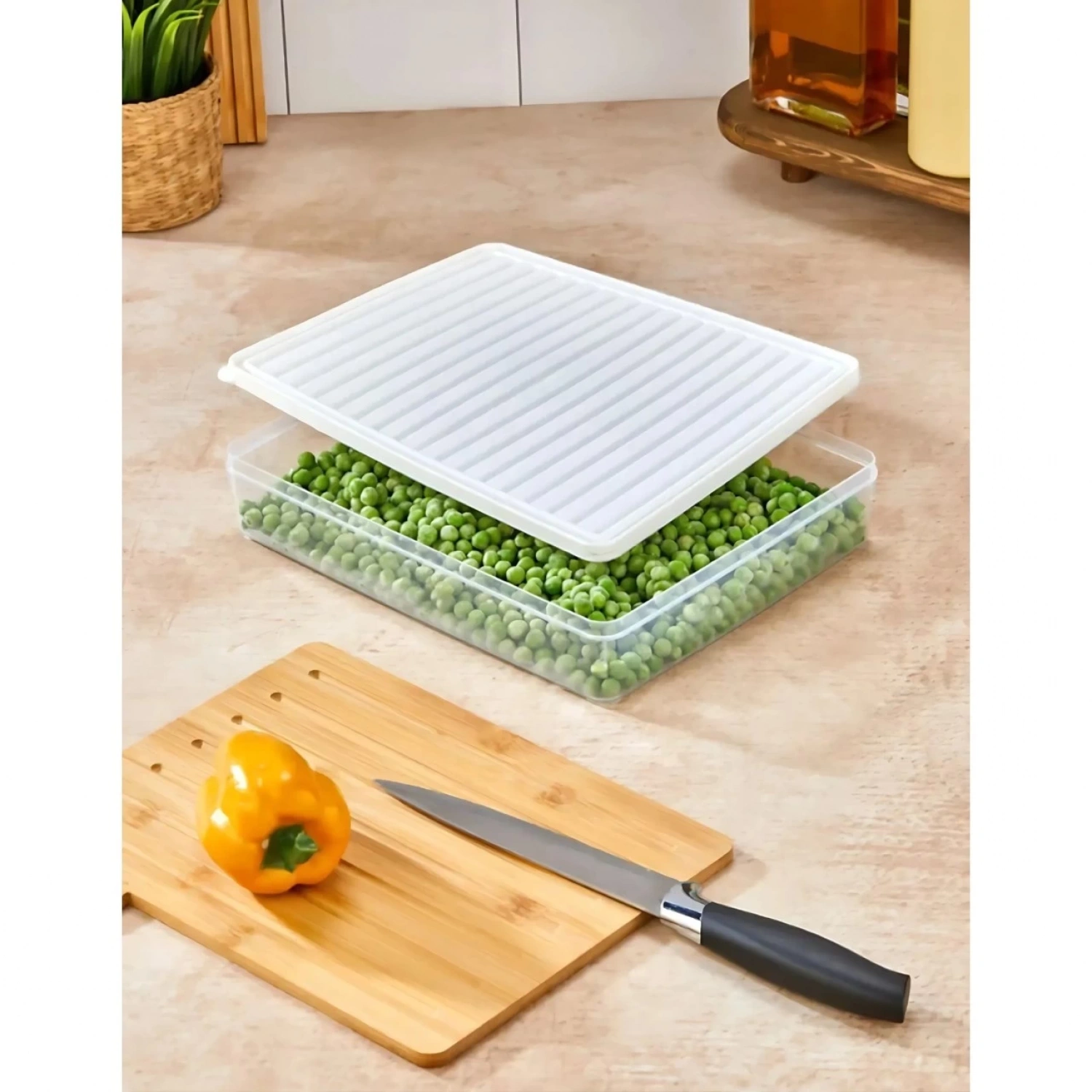 bigmate 4lü Şeffaf Saklama Kabı Beyaz 4x2,5 Lt BGMT2525 Mikrodalga Buzdolabı ve Dondurucu Uyumlu Dü