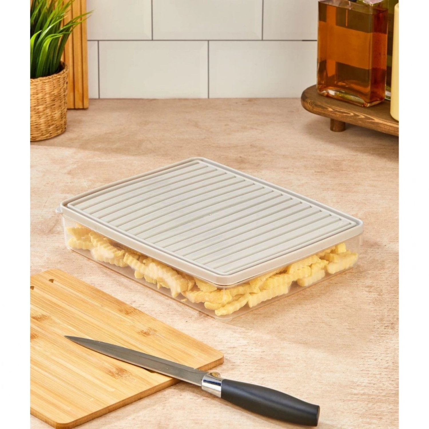 bigmate 4lü Şeffaf Saklama Kabı Gri 4x2,5 Lt BGMT2525 Mikrodalga Buzdolabı ve Dondurucu Uyumlu Düze