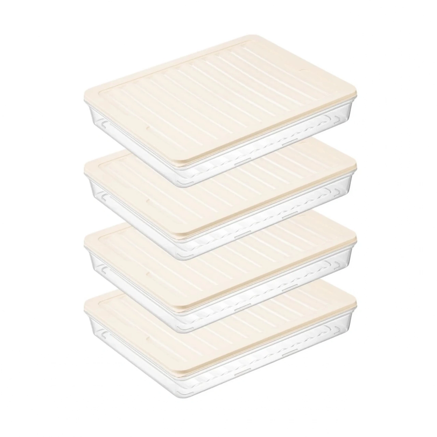 bigmate 4lü Şeffaf Saklama Kabı Krem 4x2,5 Lt BGMT2525 Mikrodalga Buzdolabı ve Dondurucu Uyumlu Düz