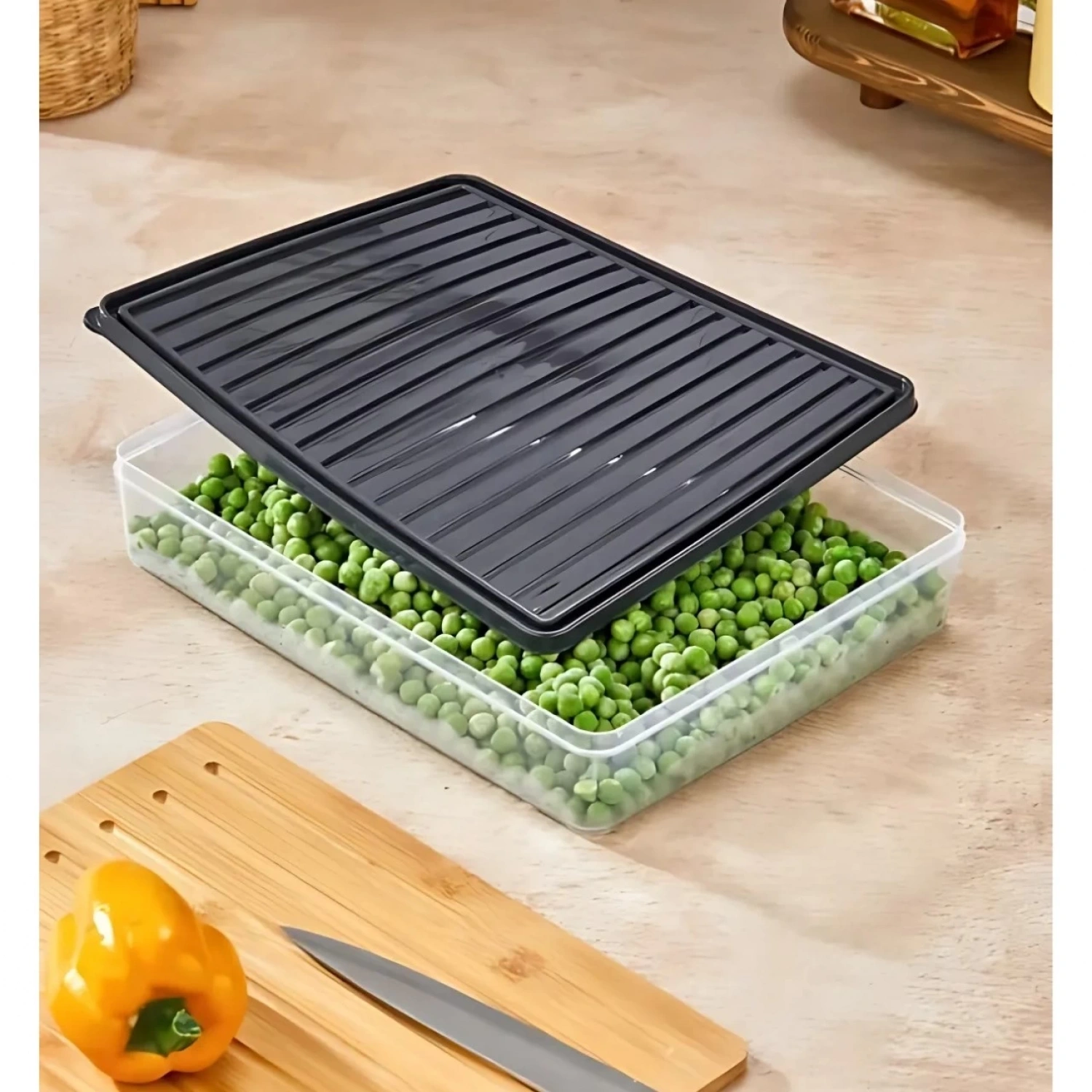 bigmate 4lü Şeffaf Saklama Kabı Siyah 4x2,5 Lt BGMT2525 Mikrodalga Buzdolabı ve Dondurucu Uyumlu Dü