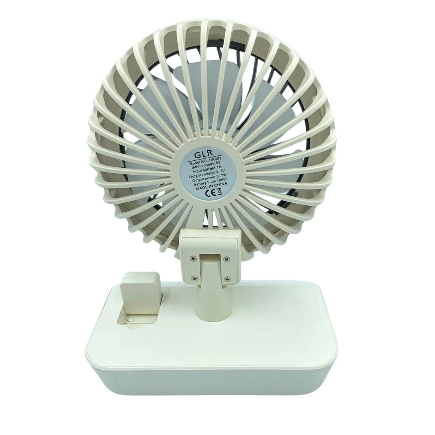 bigmate Beyaz Mini Masa Fanı Taşınabilir Serinletici Işıklı Şarjlı 4 Kademeli Döner Başlıklı Vantila