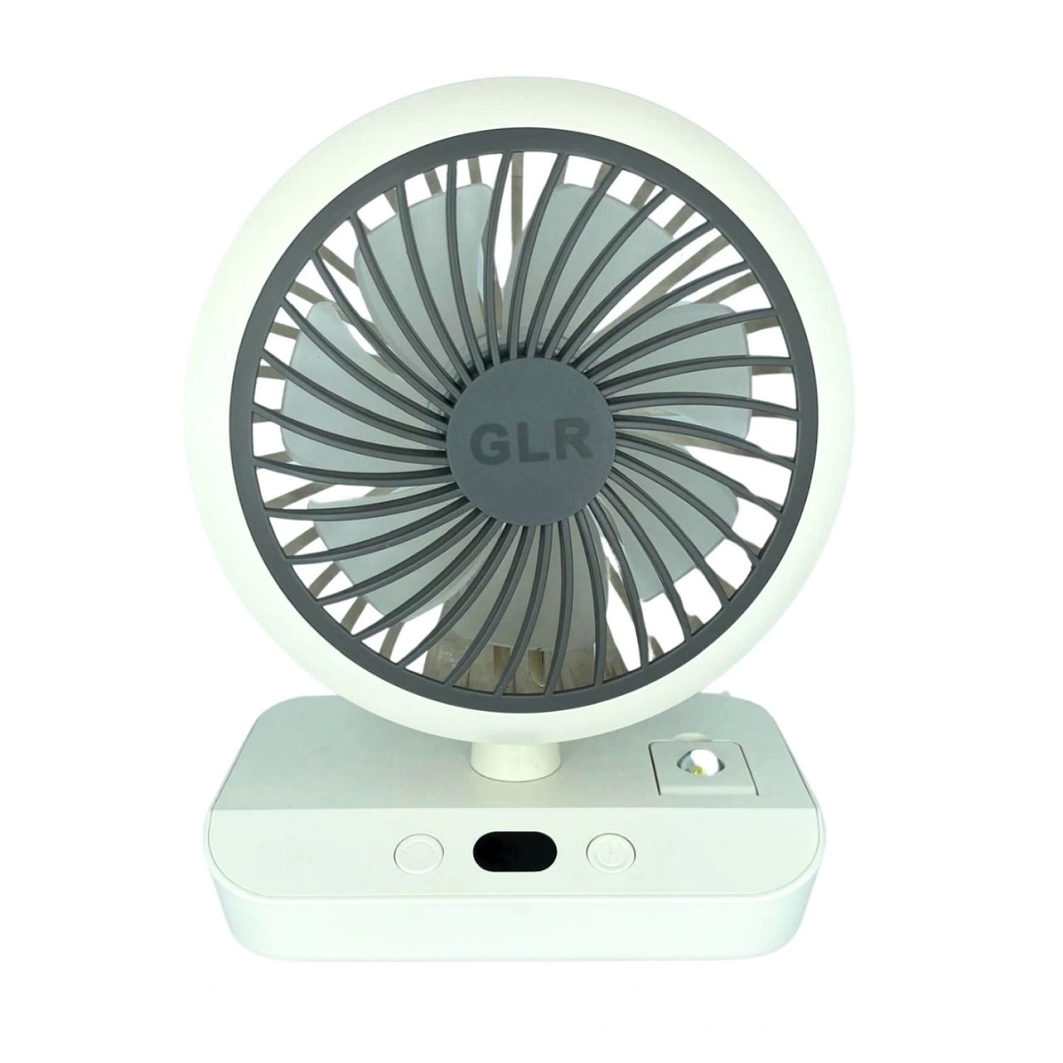 bigmate Beyaz Mini Masa Fanı Taşınabilir Serinletici Işıklı Şarjlı 4 Kademeli Döner Başlıklı Vantila