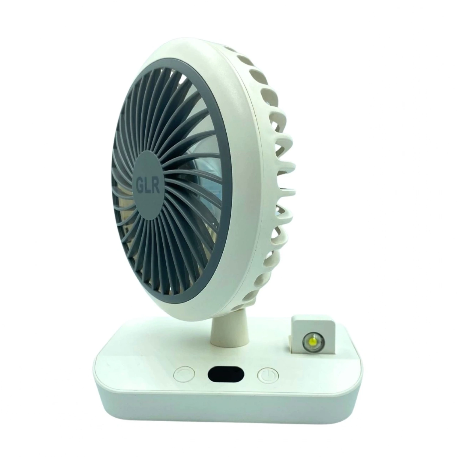 bigmate Beyaz Mini Masa Fanı Taşınabilir Serinletici Işıklı Şarjlı 4 Kademeli Döner Başlıklı Vantila