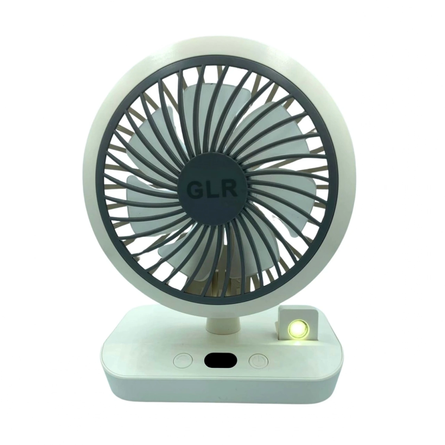 bigmate Beyaz Mini Masa Fanı Taşınabilir Serinletici Işıklı Şarjlı 4 Kademeli Döner Başlıklı Vantila