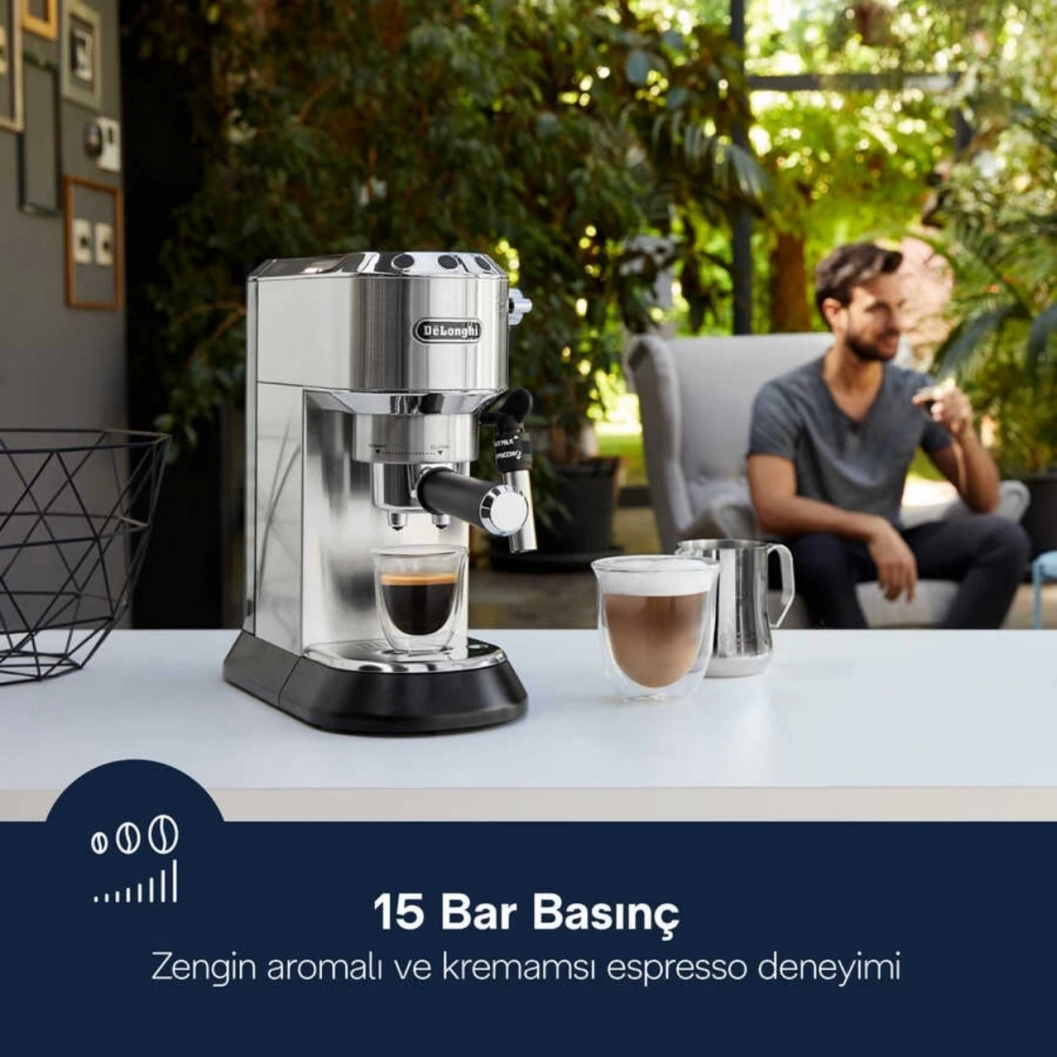 Delonghi Dedica EC685.M Inox 1350W 15 Bar Manuel Espresso ve Cappuccino Kahve Makinesi